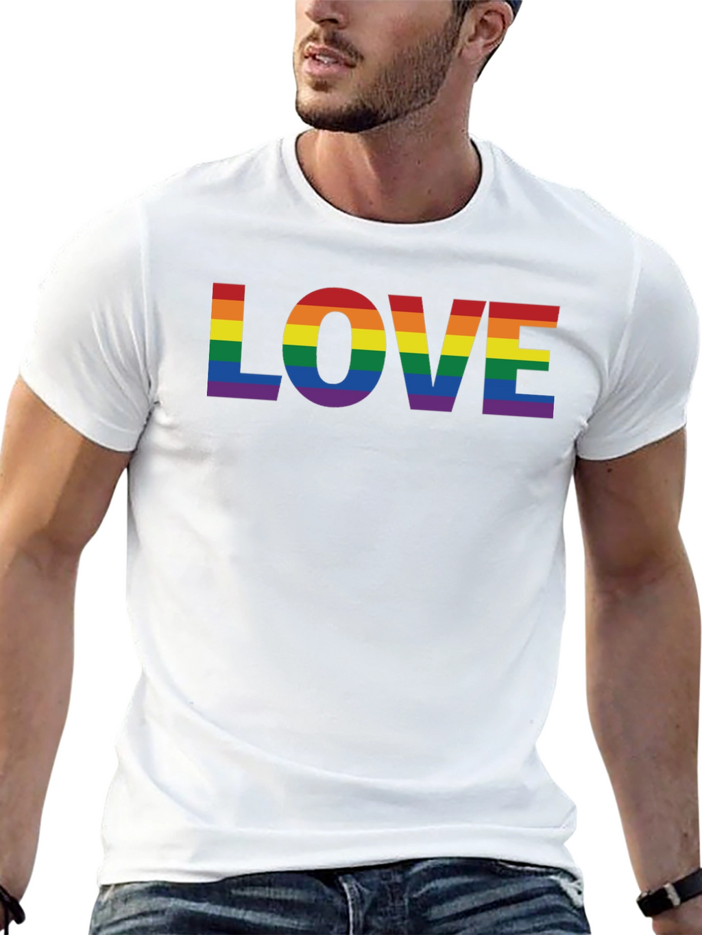 Rainbow LOVE Graphic Black T-Shirt