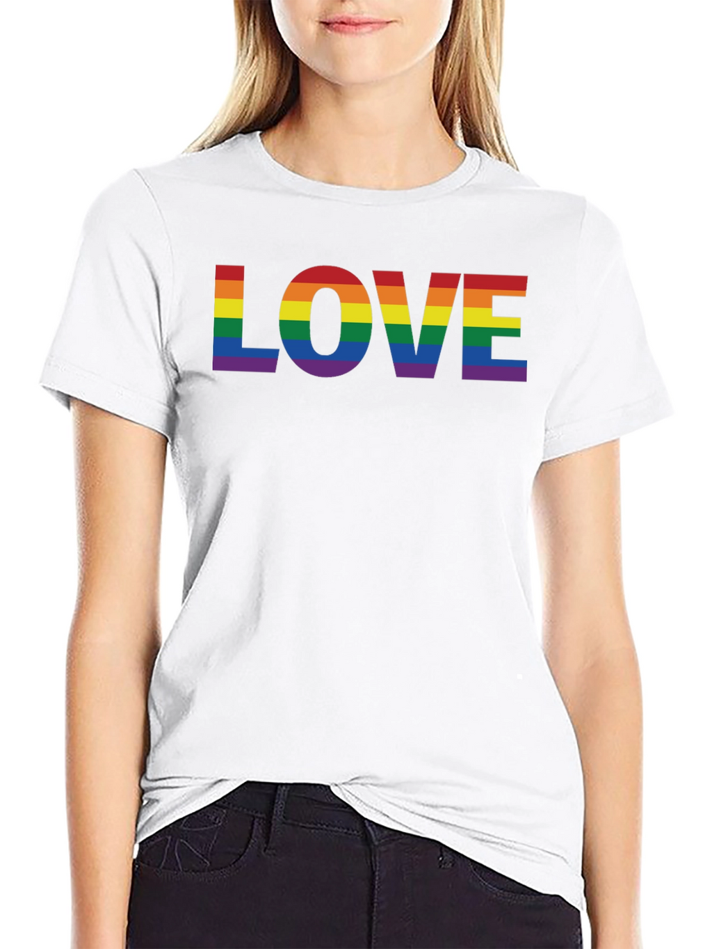 Rainbow LOVE Graphic Black T-Shirt