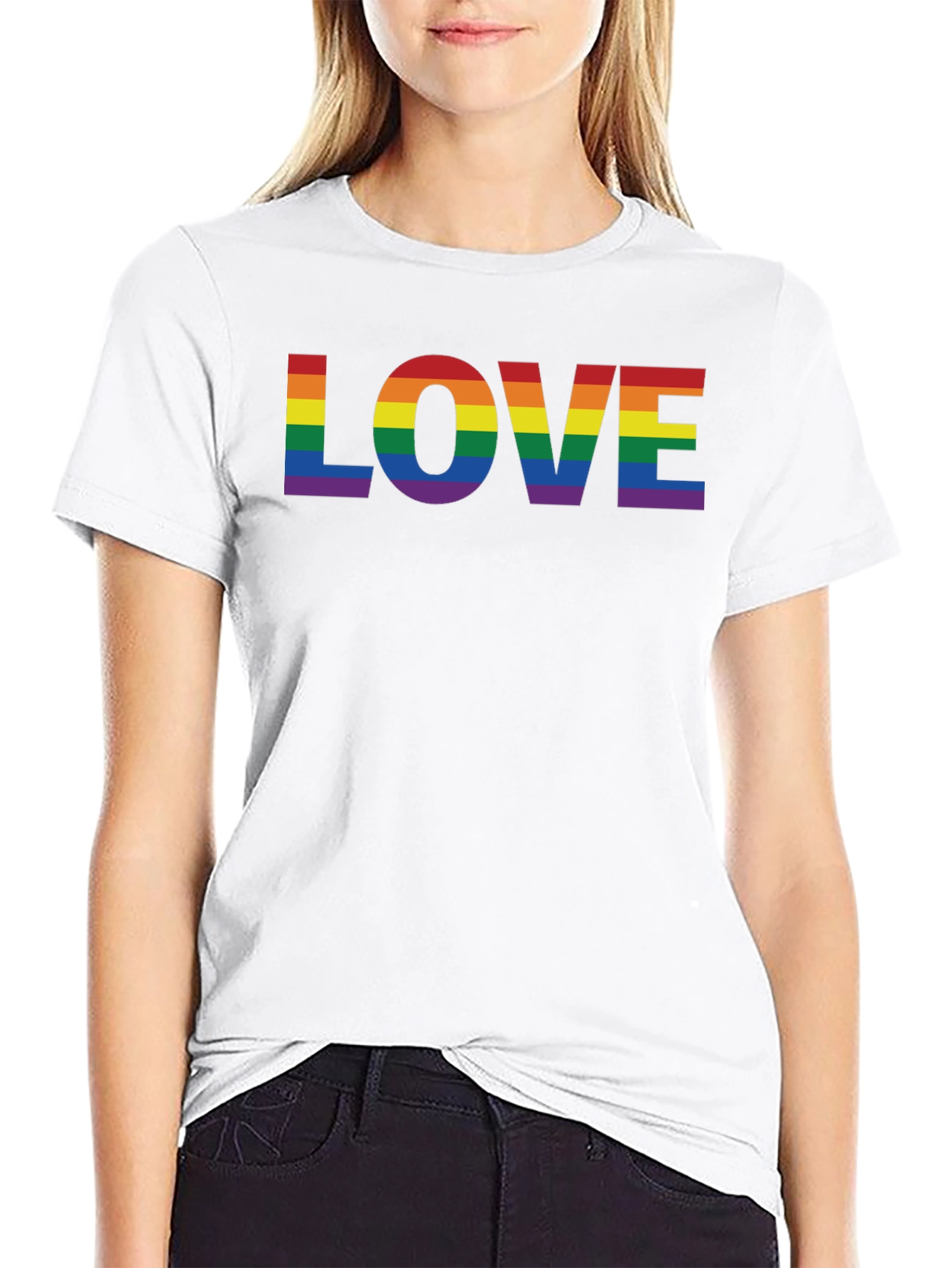Rainbow LOVE Graphic Black T-Shirt