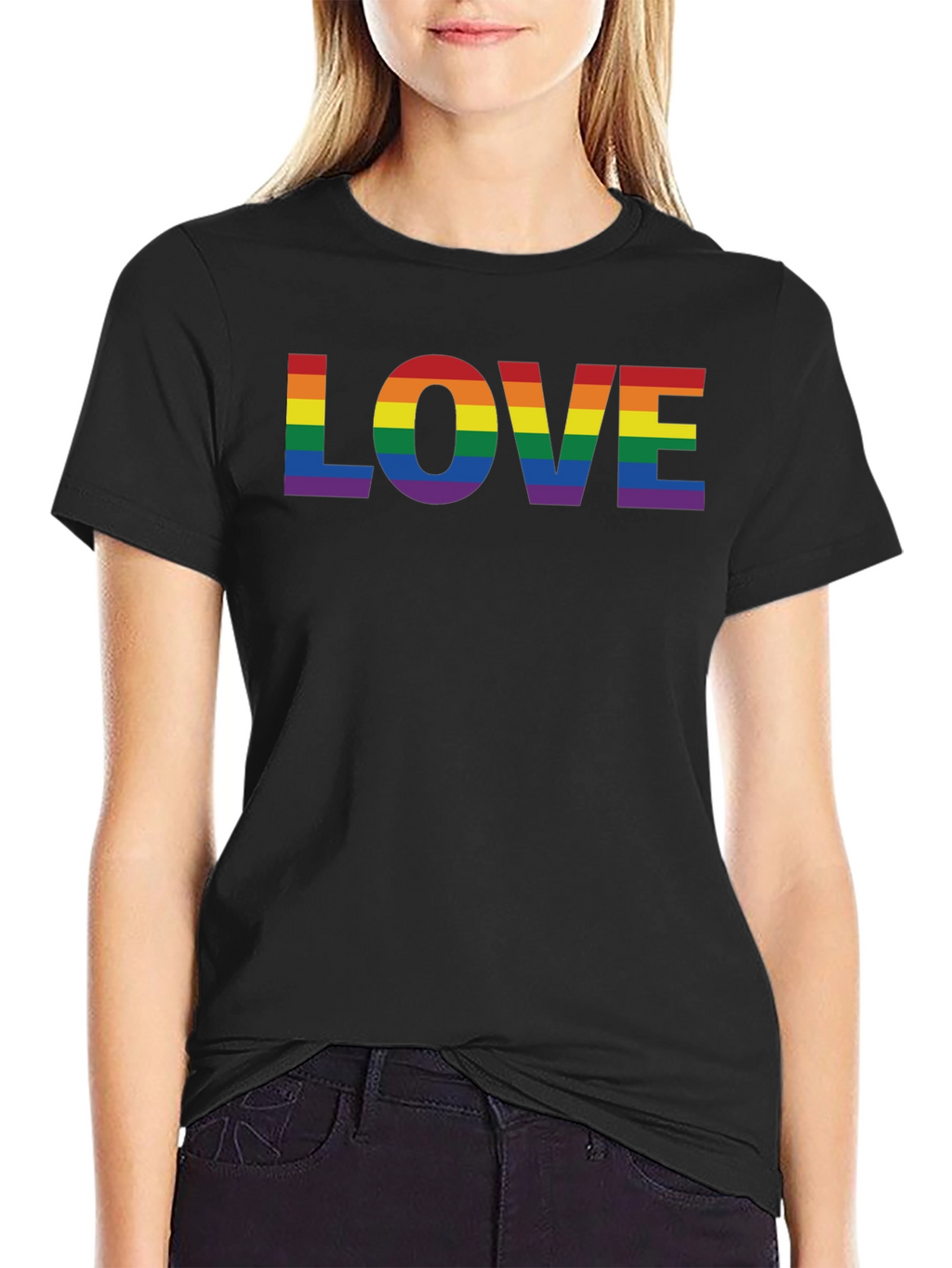 Rainbow LOVE Graphic Black T-Shirt