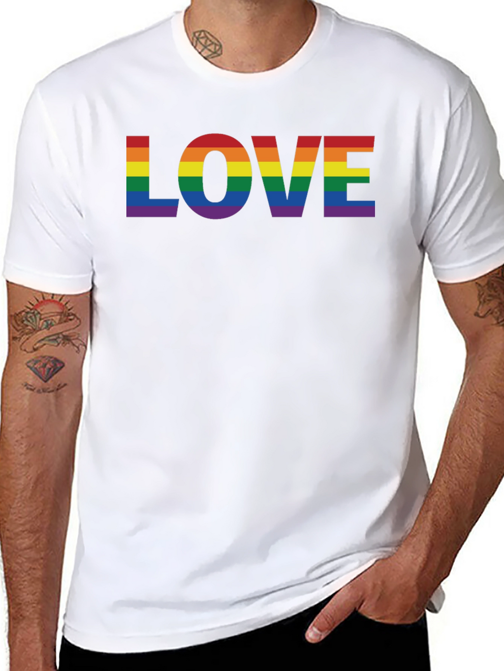 Rainbow LOVE Graphic Black T-Shirt