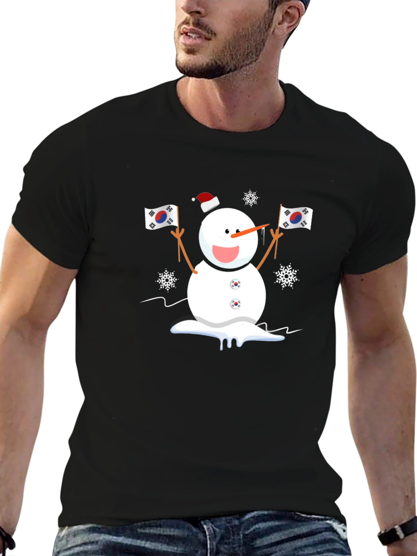 South Korea Flag Snowman Graphic Tee