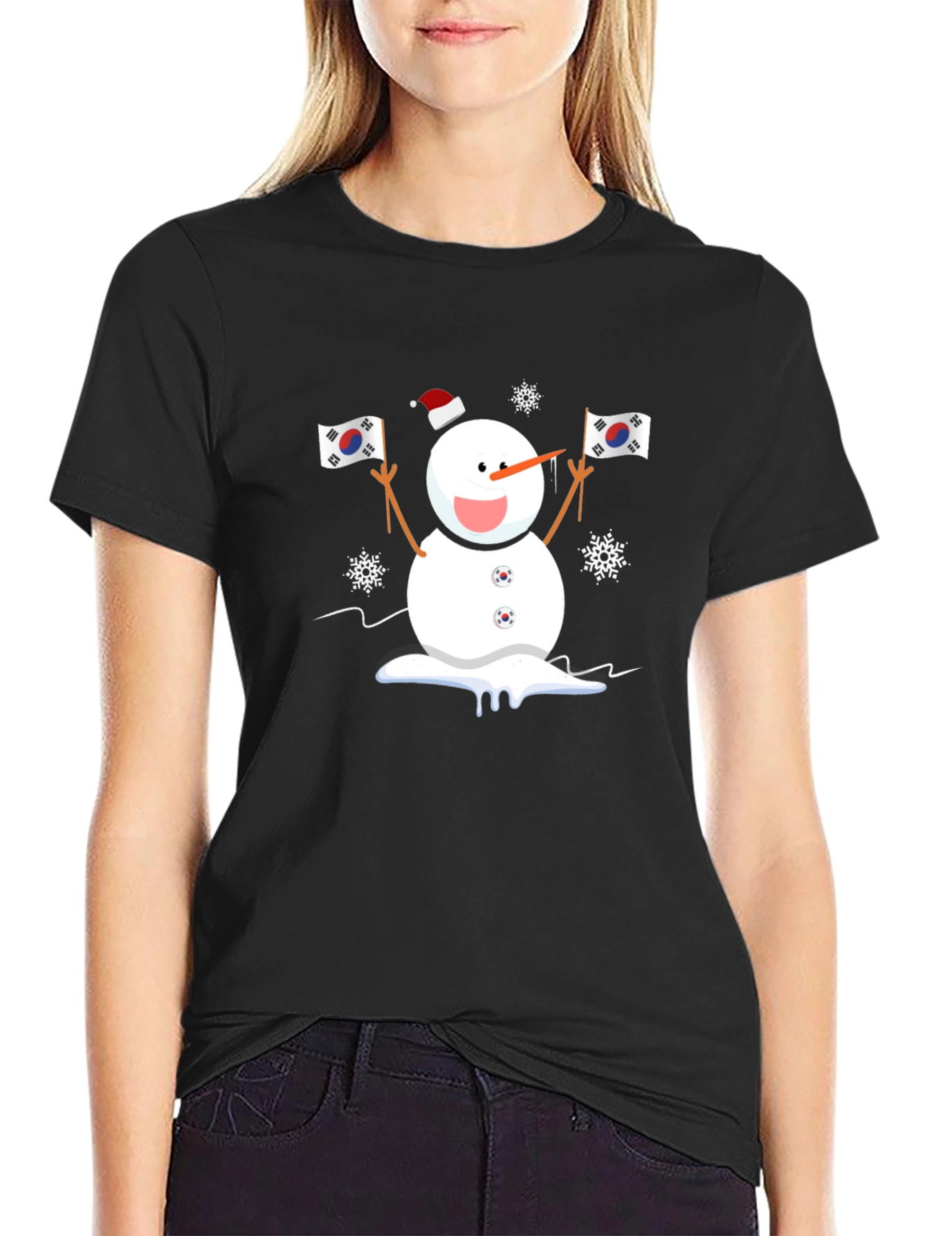 South Korea Flag Snowman Graphic Tee