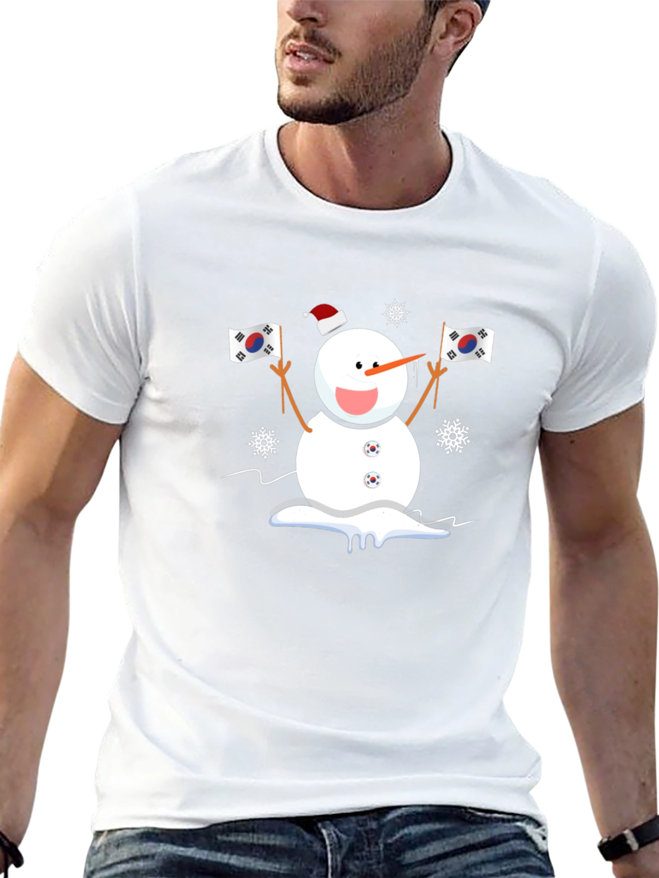 South Korea Flag Snowman Graphic Tee