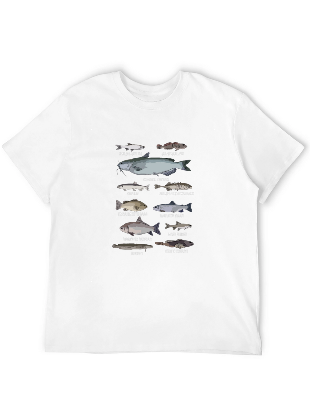 Fish Species Graphic Print Black T-Shirt