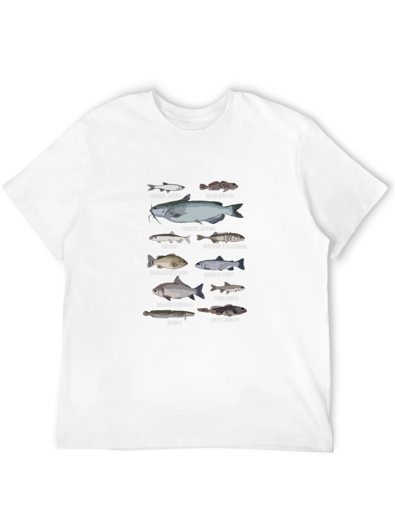 Fish Species Graphic Print Black T-Shirt