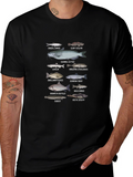 Fish Species Graphic Print Black T-Shirt