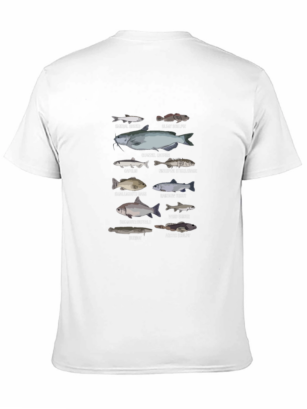 Fish Species Graphic Print Black T-Shirt