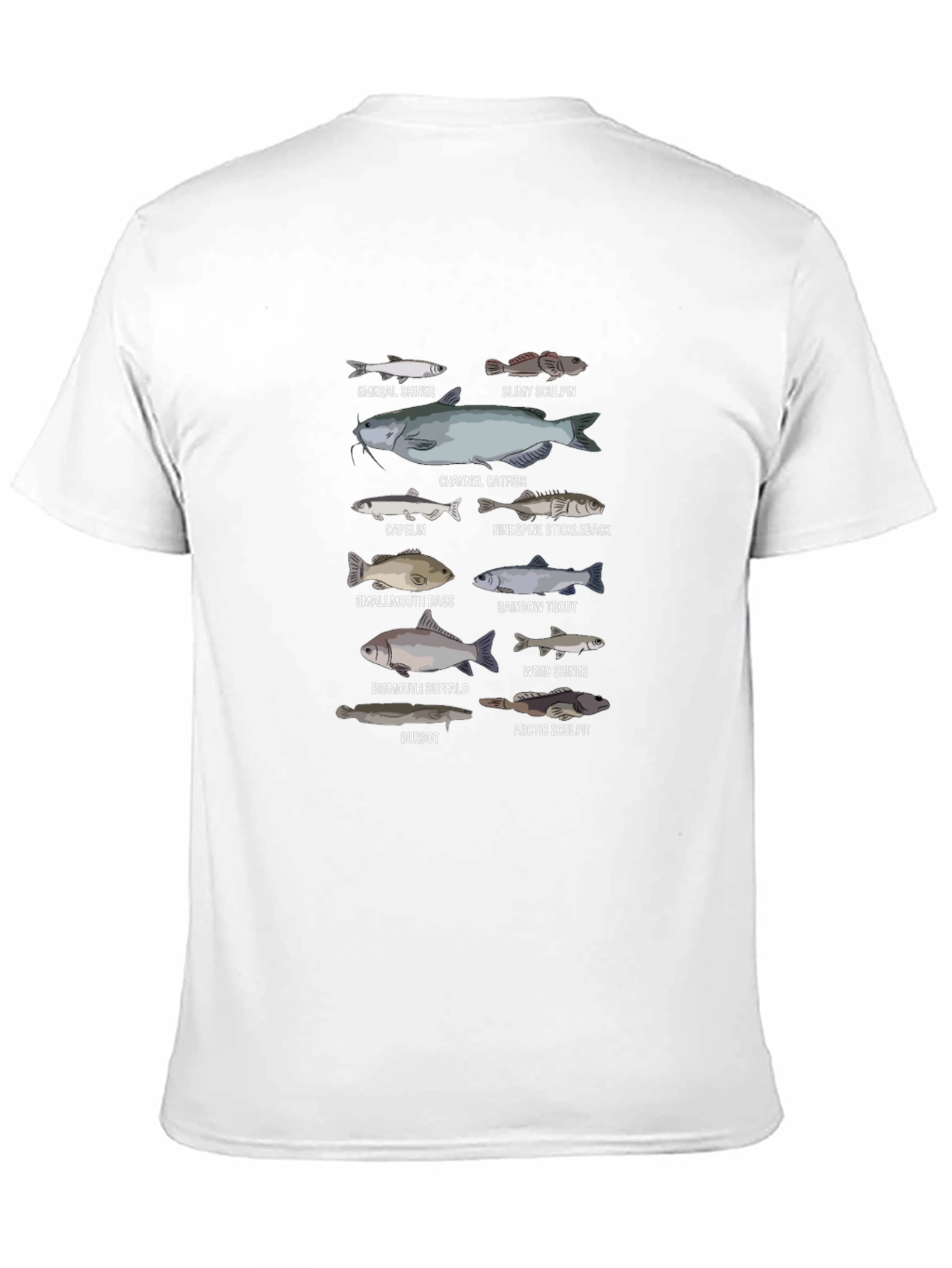 Fish Species Graphic Print Black T-Shirt