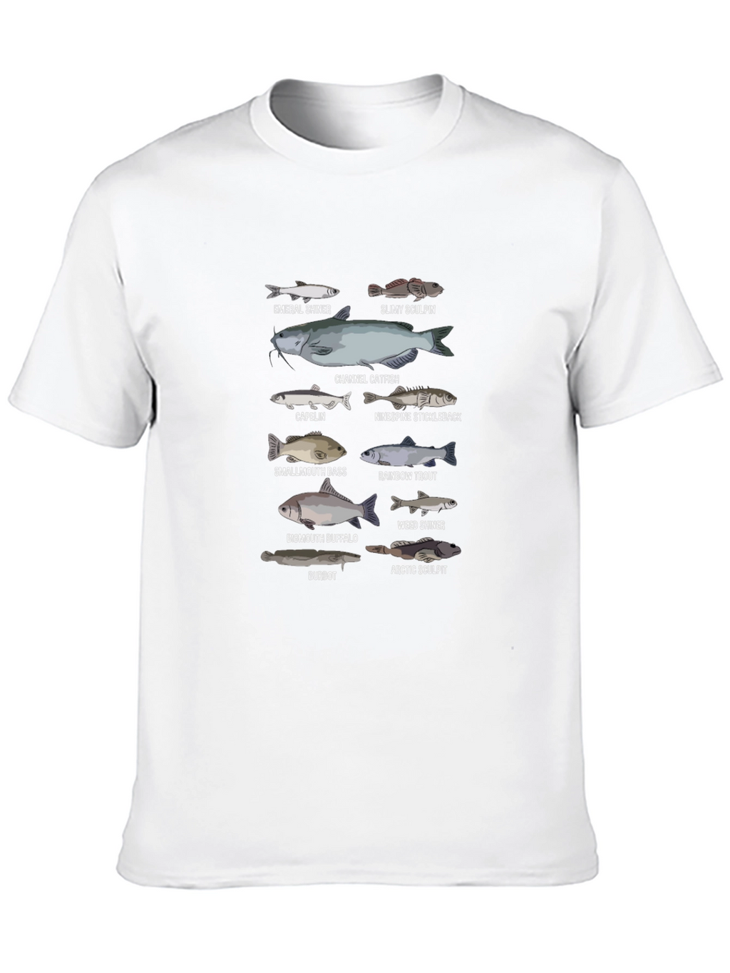 Fish Species Graphic Print Black T-Shirt