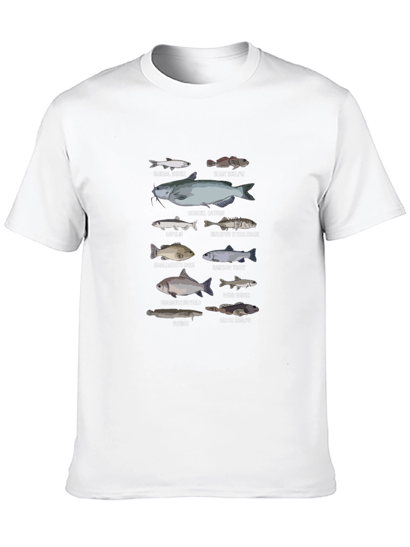 Fish Species Graphic Print Black T-Shirt