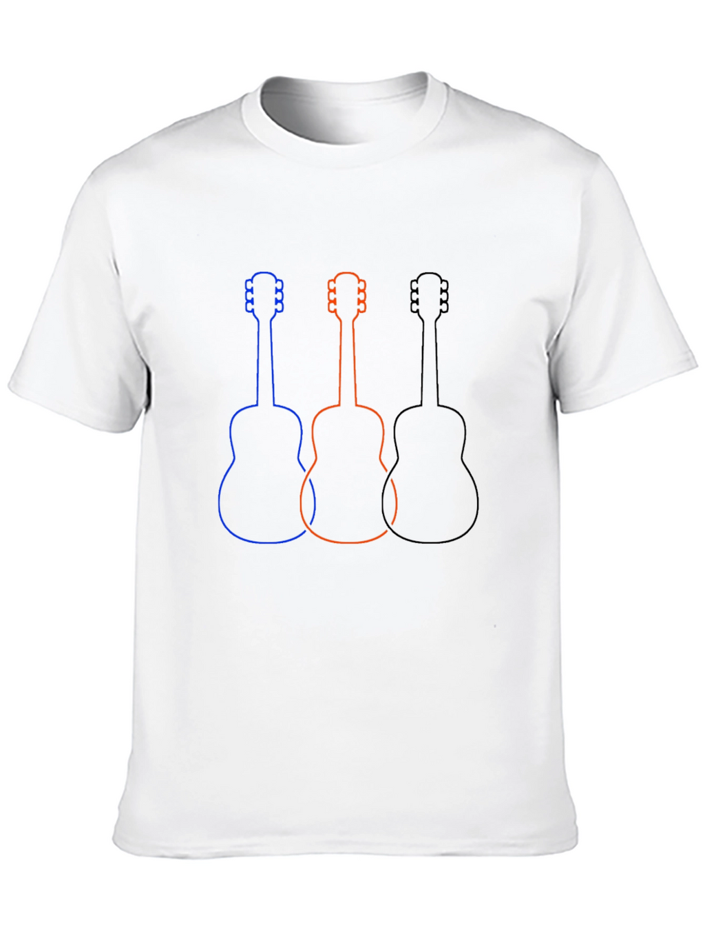 Guitar Outline Graphic Tee - Casual Black T-Shirt