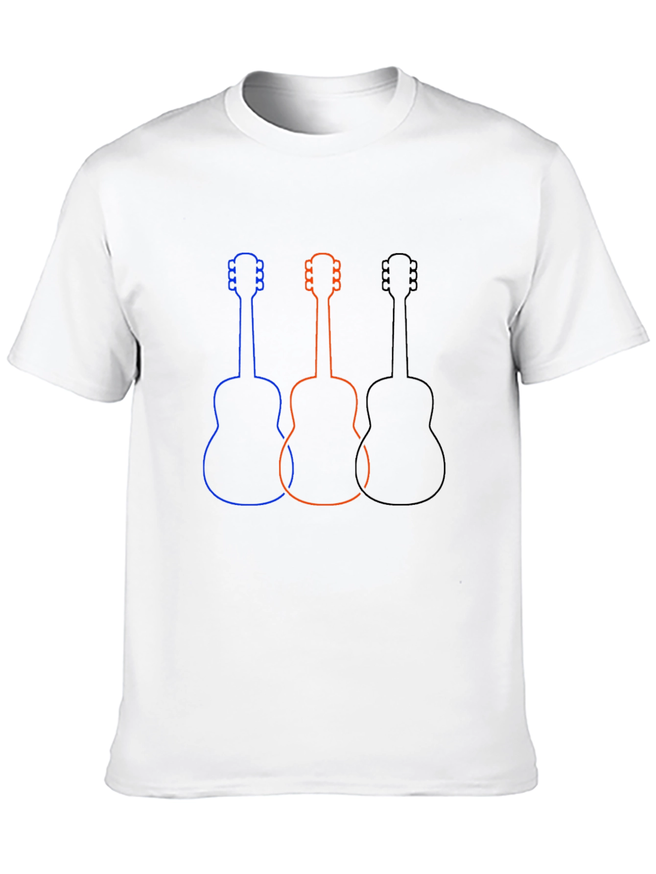 Guitar Outline Graphic Tee - Casual Black T-Shirt