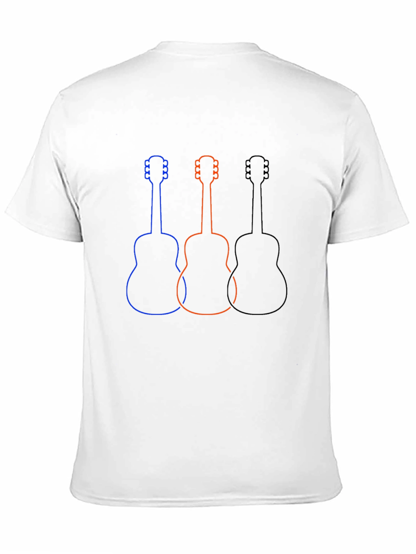 Guitar Outline Graphic Tee - Casual Black T-Shirt