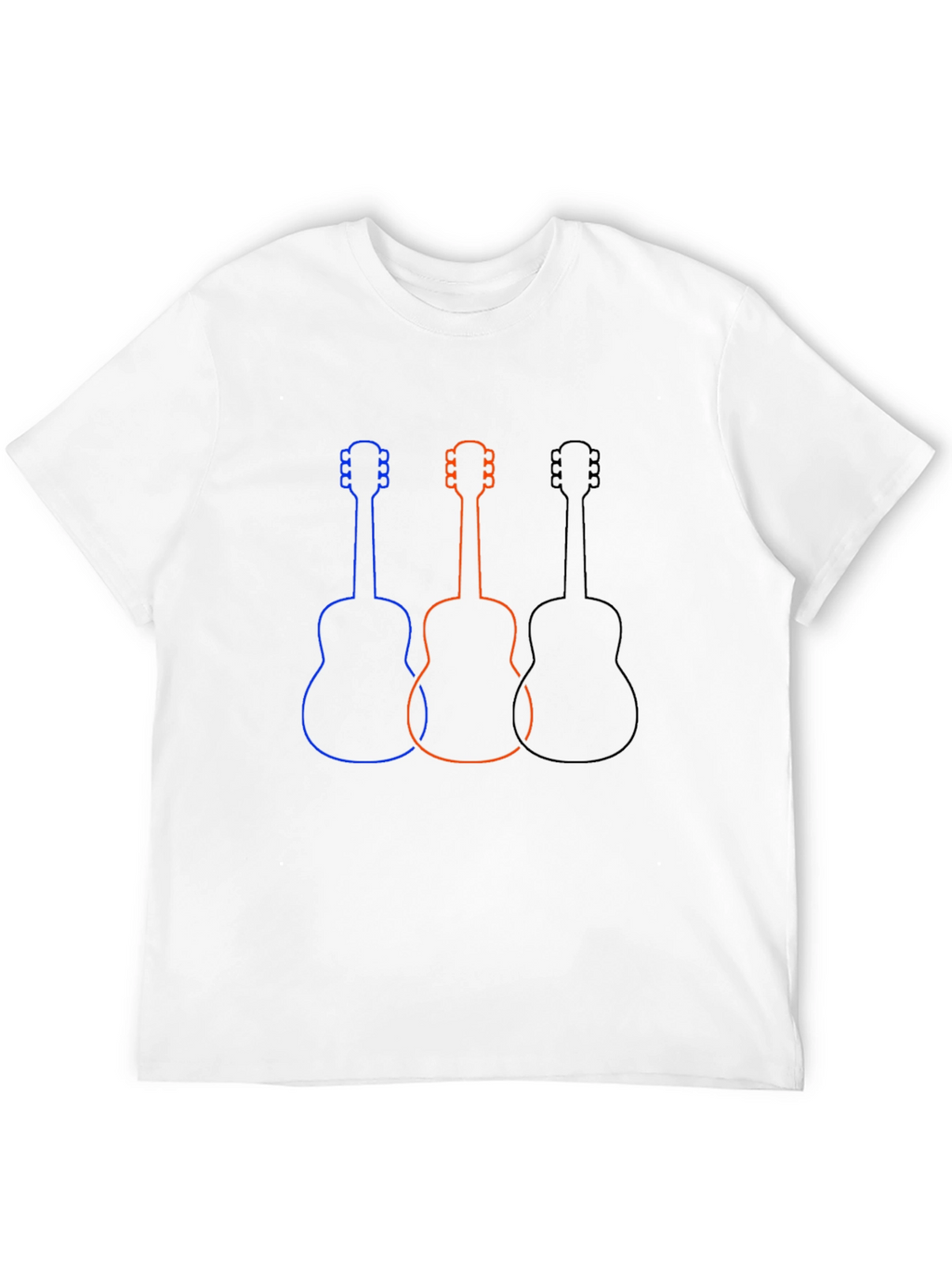 Guitar Outline Graphic Tee - Casual Black T-Shirt