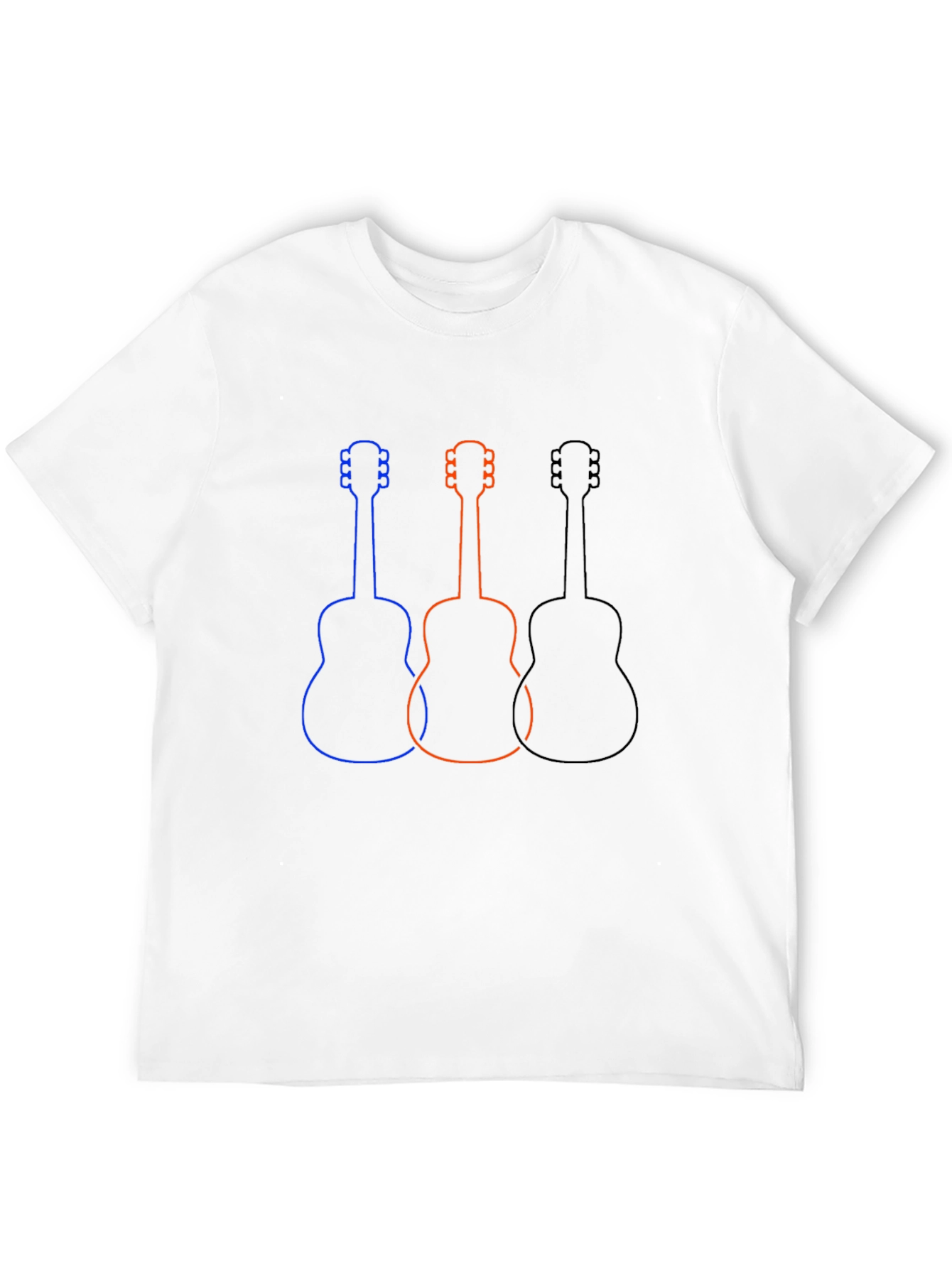 Guitar Outline Graphic Tee - Casual Black T-Shirt