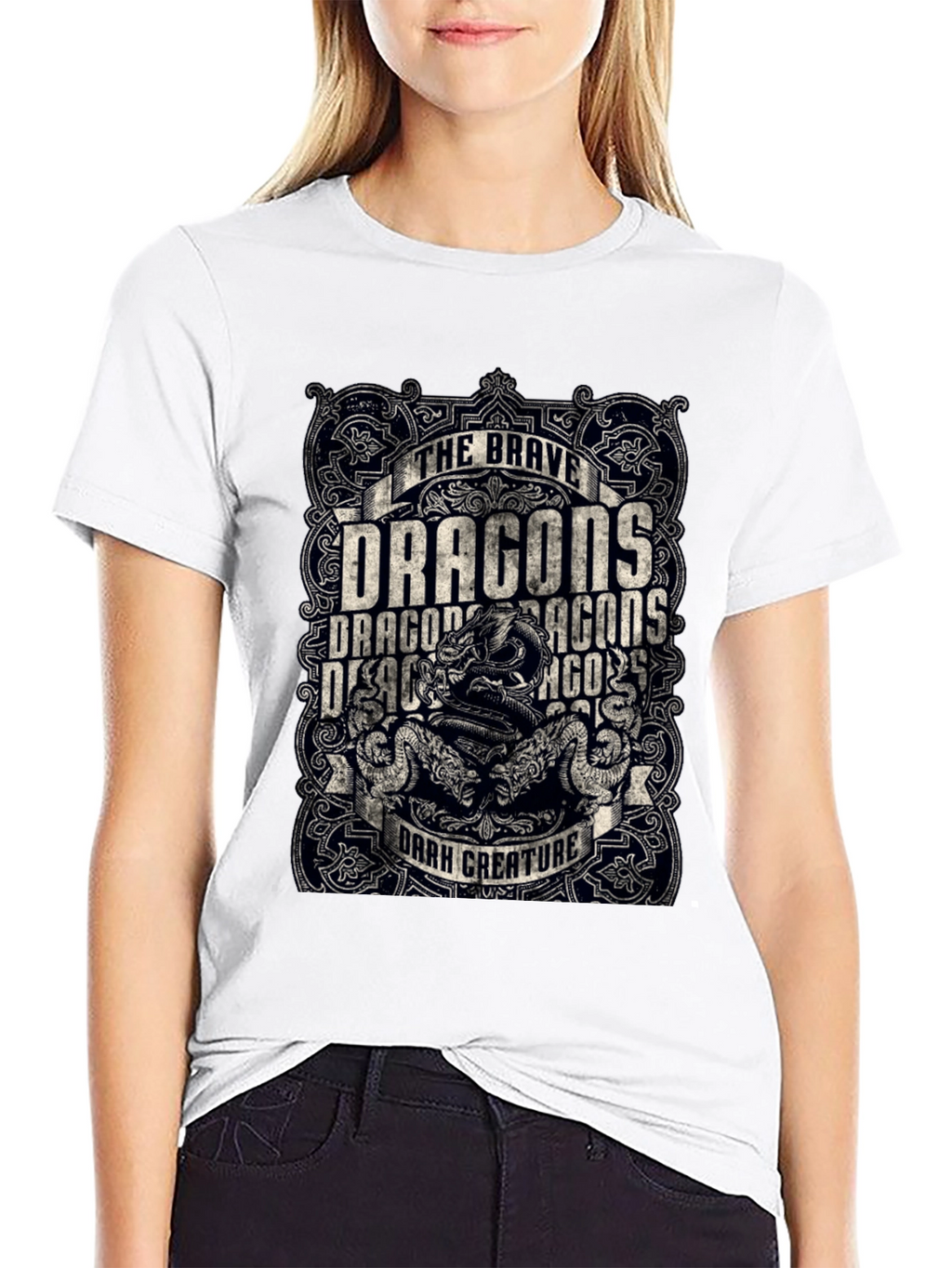 Brave Dragons Dark Creature Graphic Tee