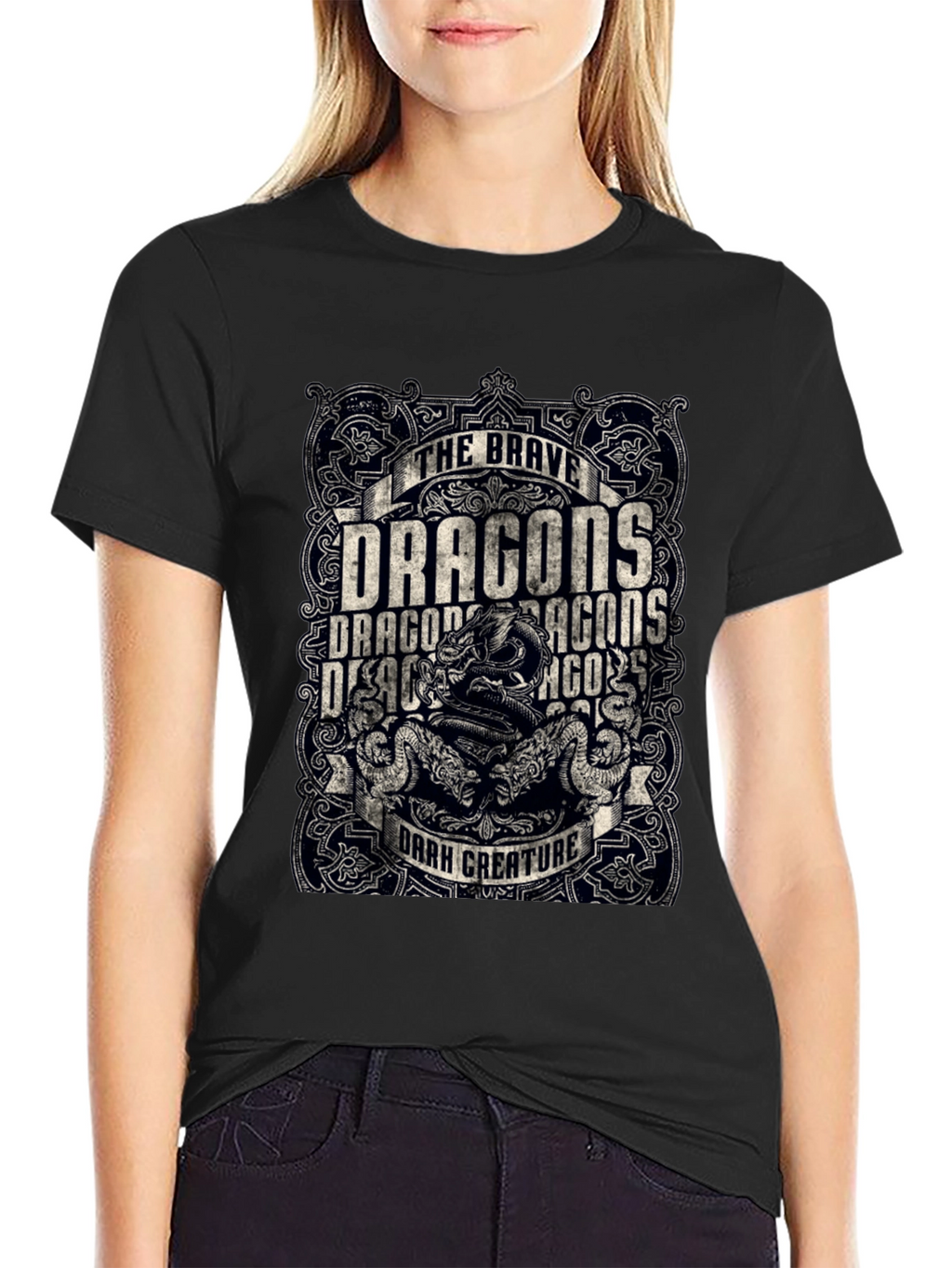 Brave Dragons Dark Creature Graphic Tee