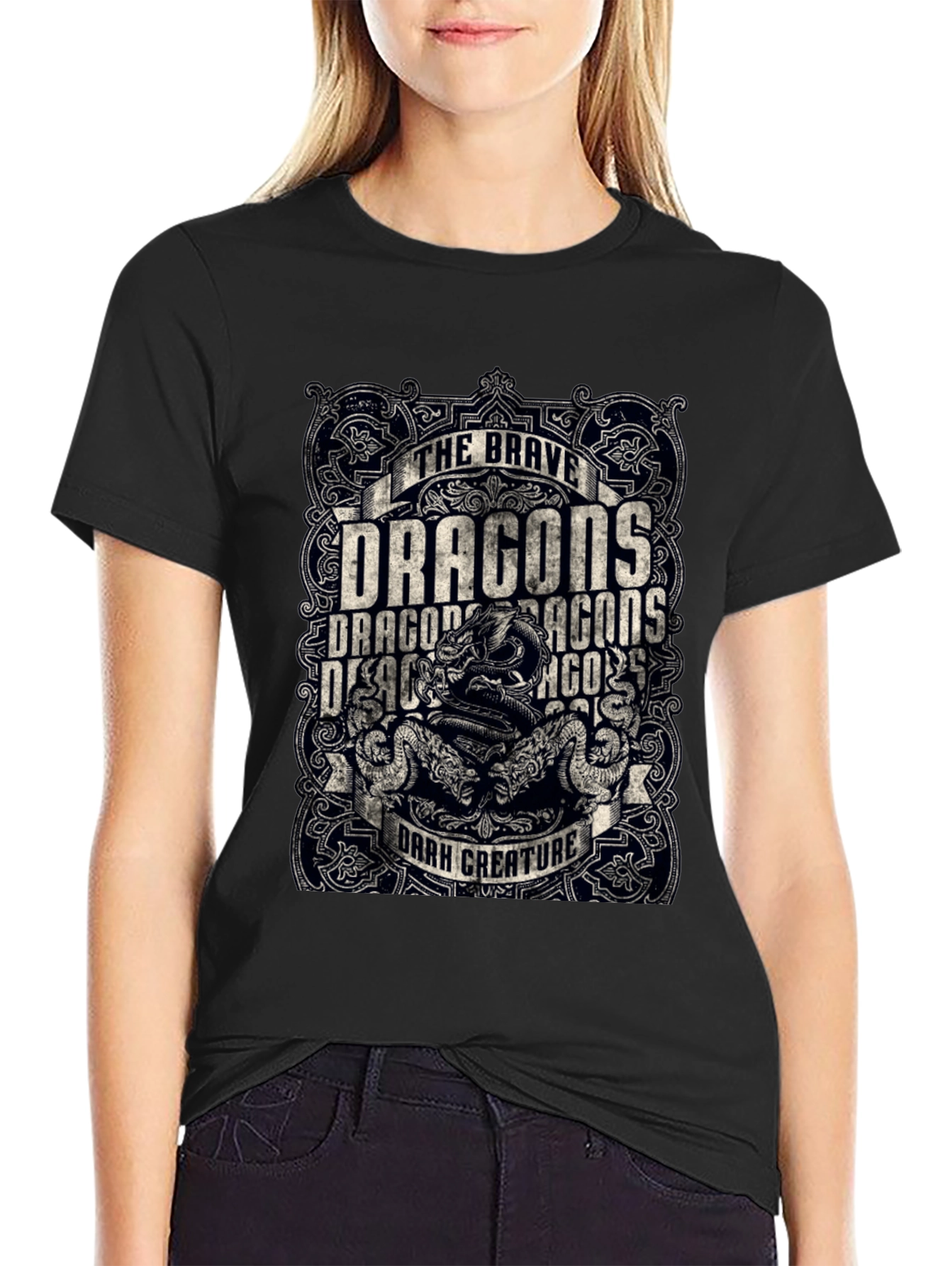 Brave Dragons Dark Creature Graphic Tee