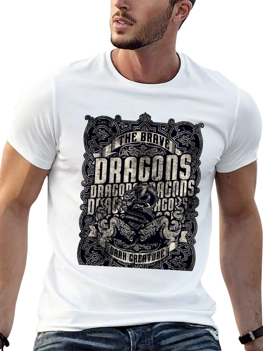 Brave Dragons Dark Creature Graphic Tee