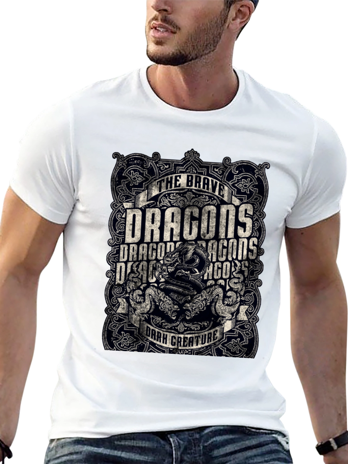Brave Dragons Dark Creature Graphic Tee