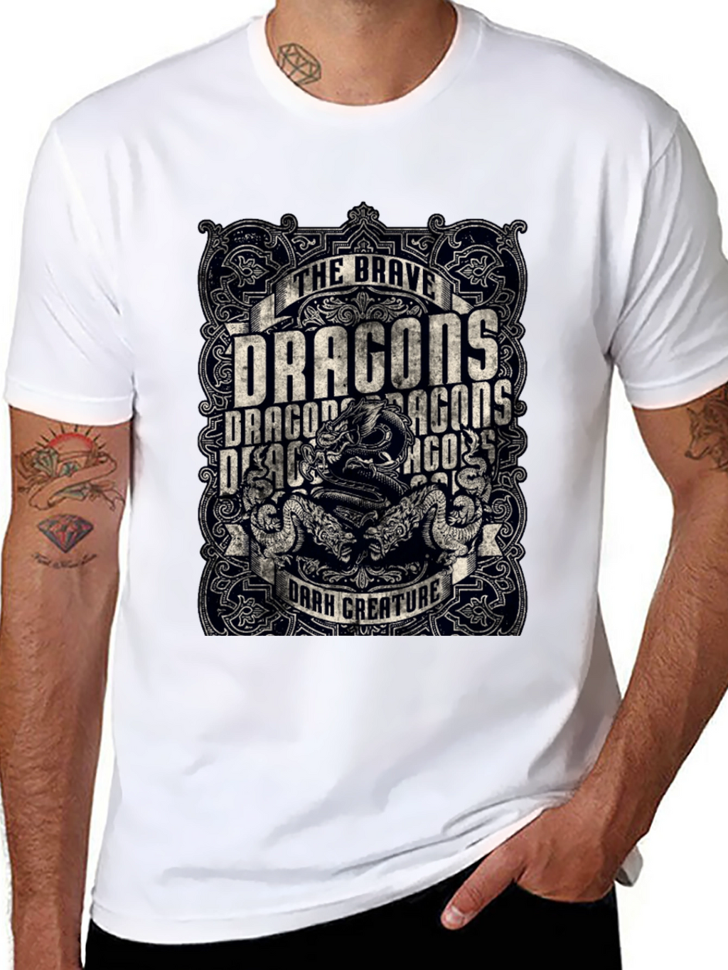 Brave Dragons Dark Creature Graphic Tee
