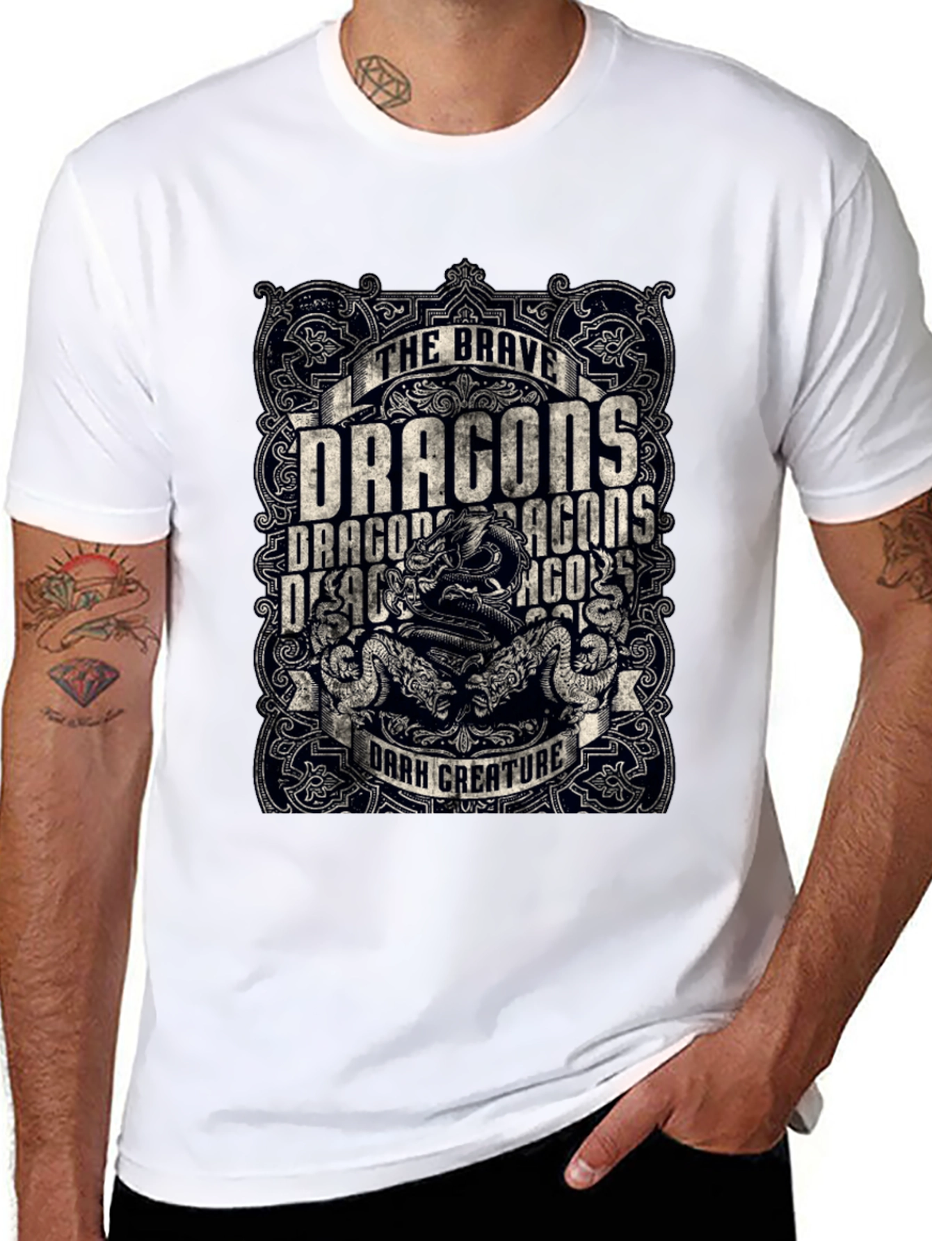 Brave Dragons Dark Creature Graphic Tee