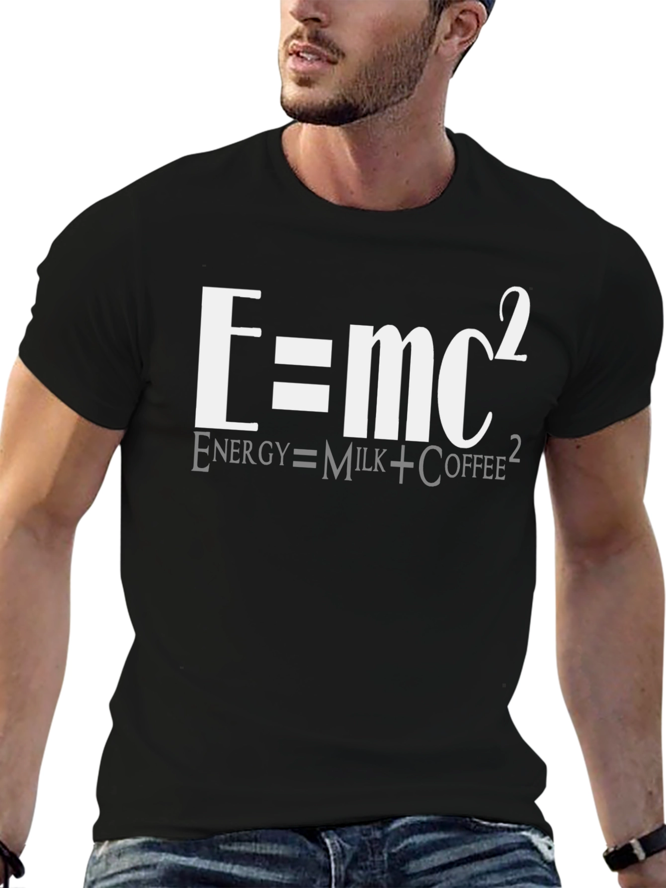 E=mc2 Funny Coffee T-Shirt - Milk Energy Equation Tee