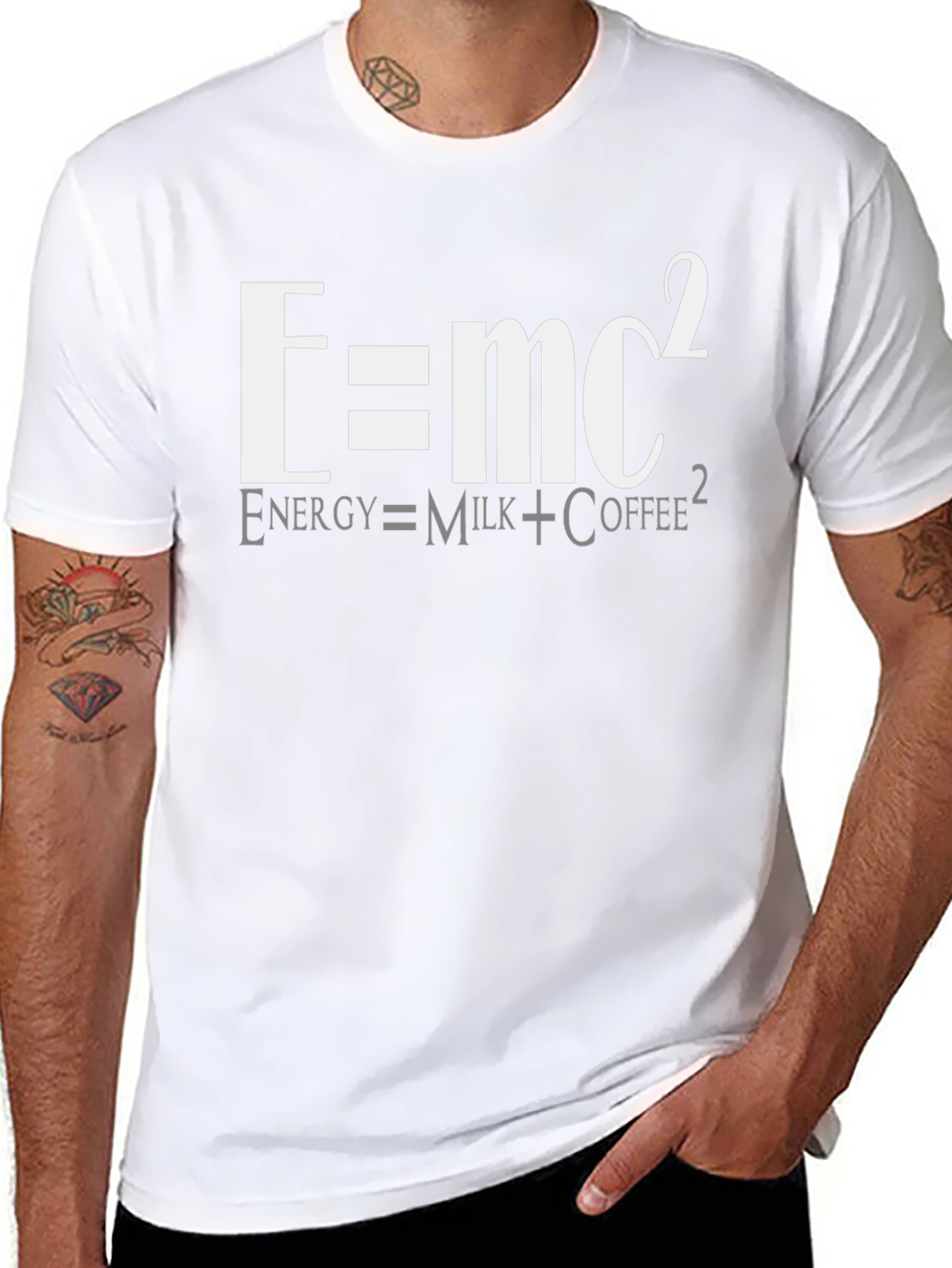 E=mc2 Funny Coffee T-Shirt - Milk Energy Equation Tee