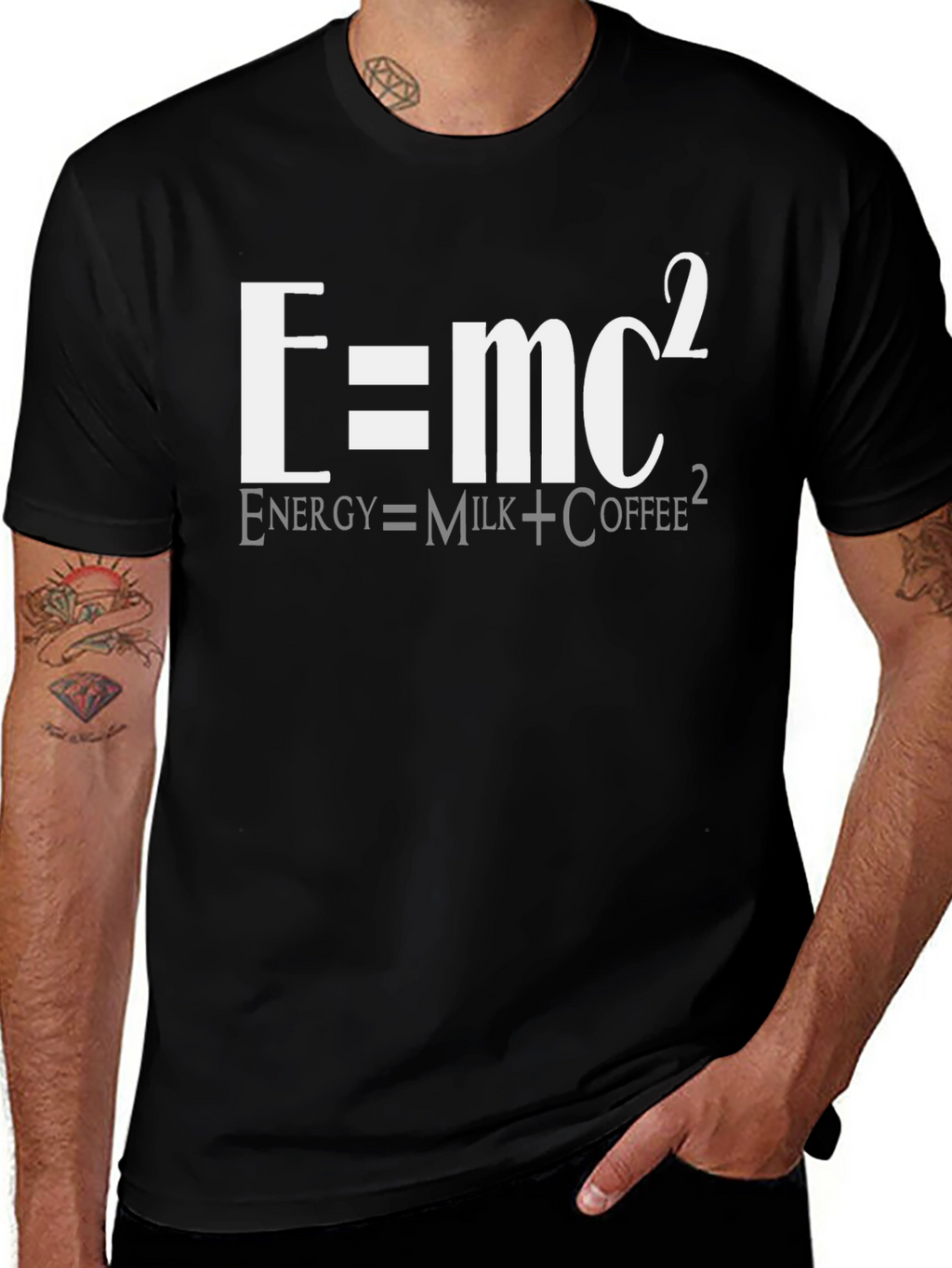 E=mc2 Funny Coffee T-Shirt - Milk Energy Equation Tee