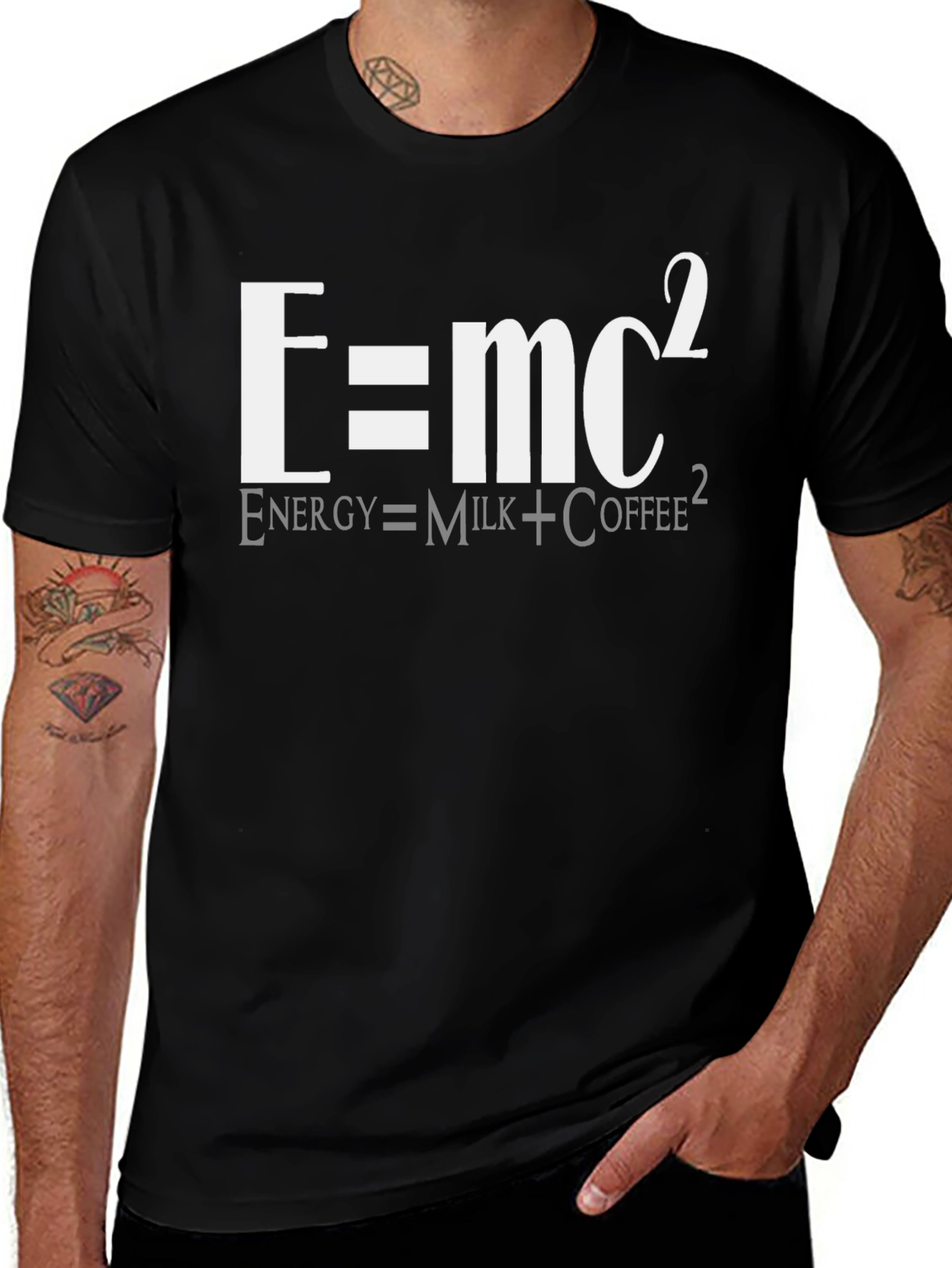 E=mc2 Funny Coffee T-Shirt - Milk Energy Equation Tee