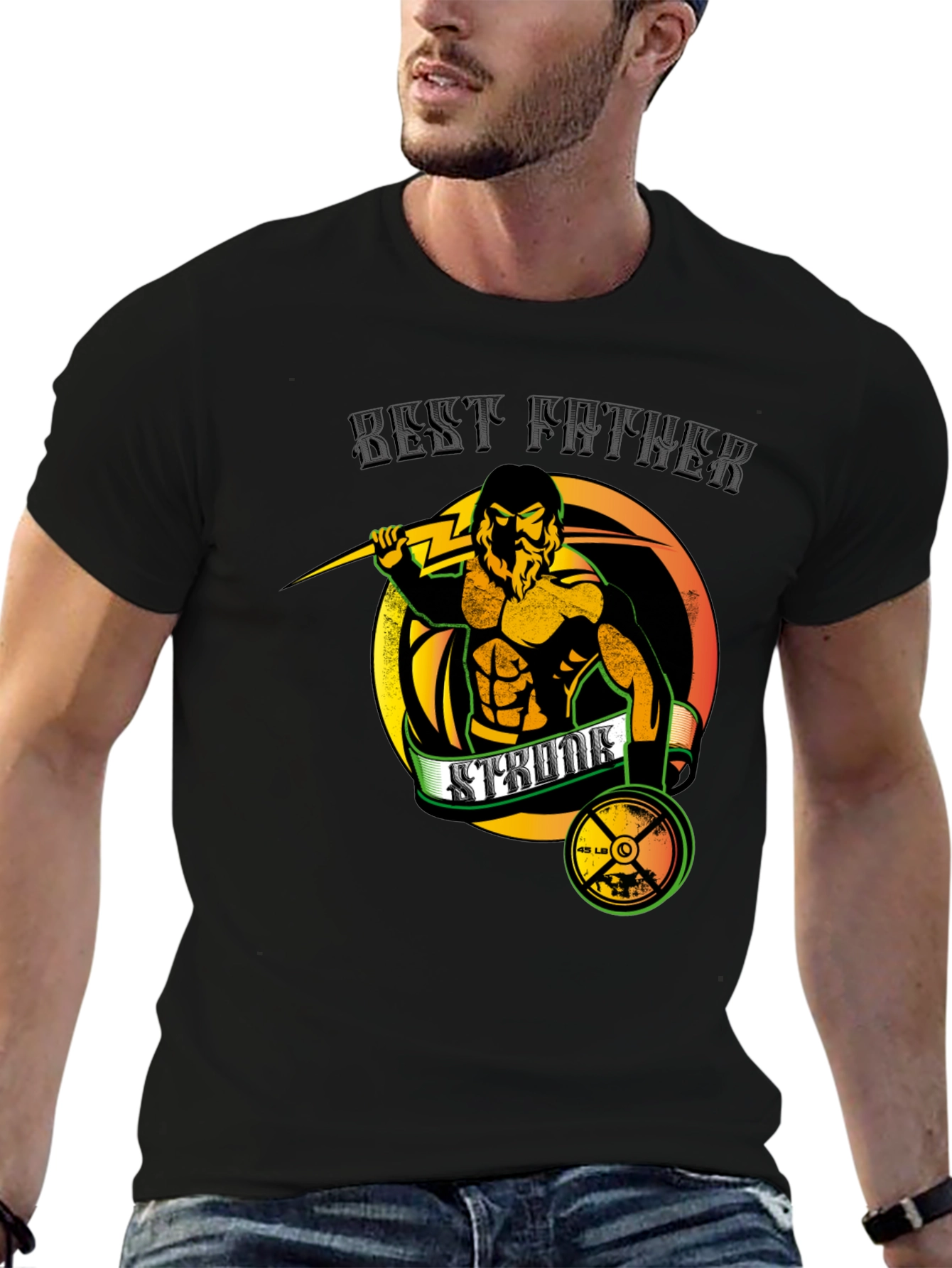 Best Father Strength Training Graphic T-Shirt