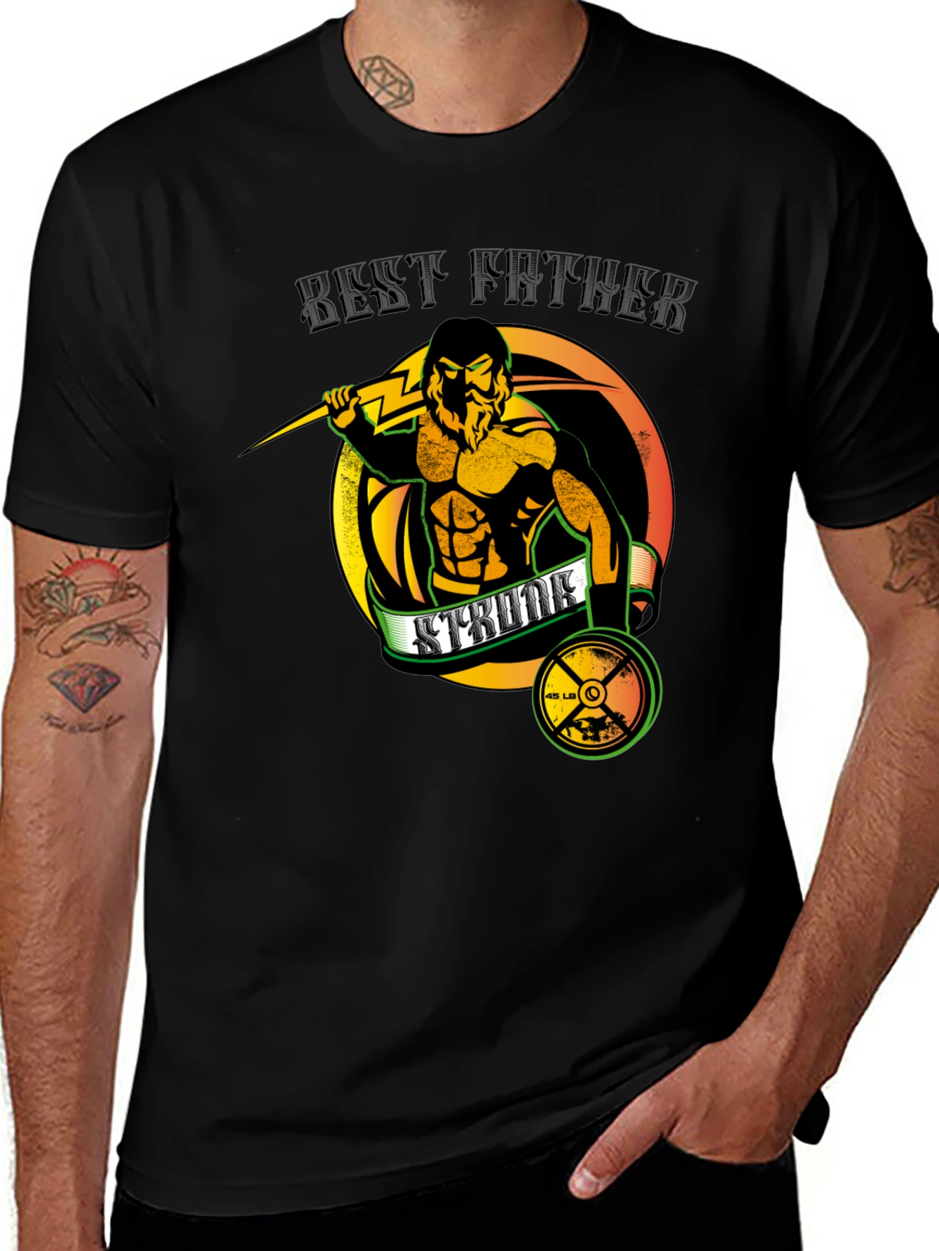 Best Father Strength Training Graphic T-Shirt
