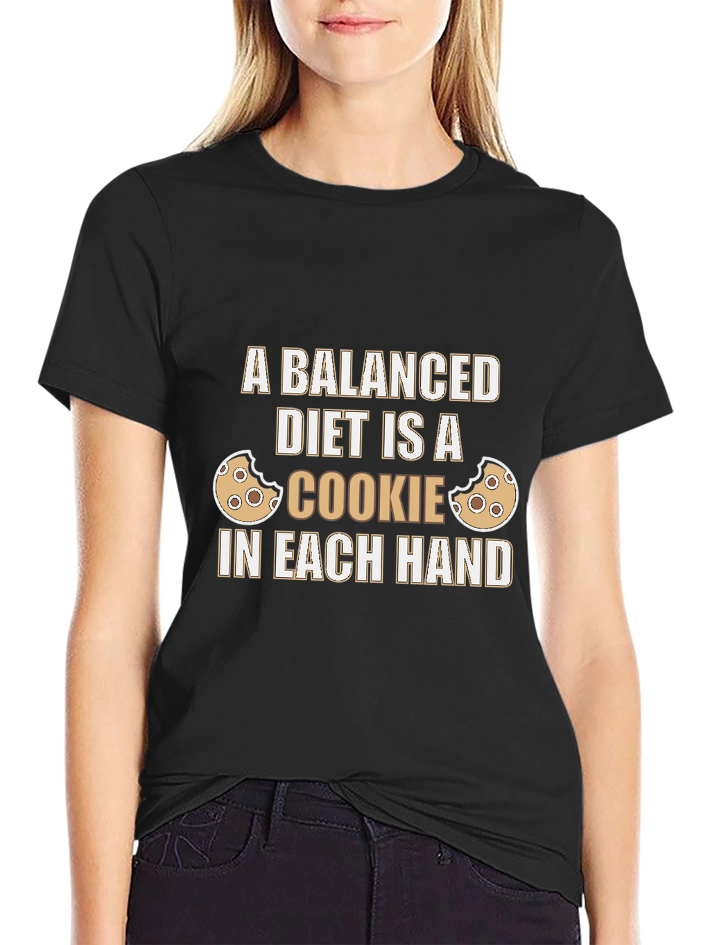 Funny Balanced Diet Cookie Graphic T-Shirt