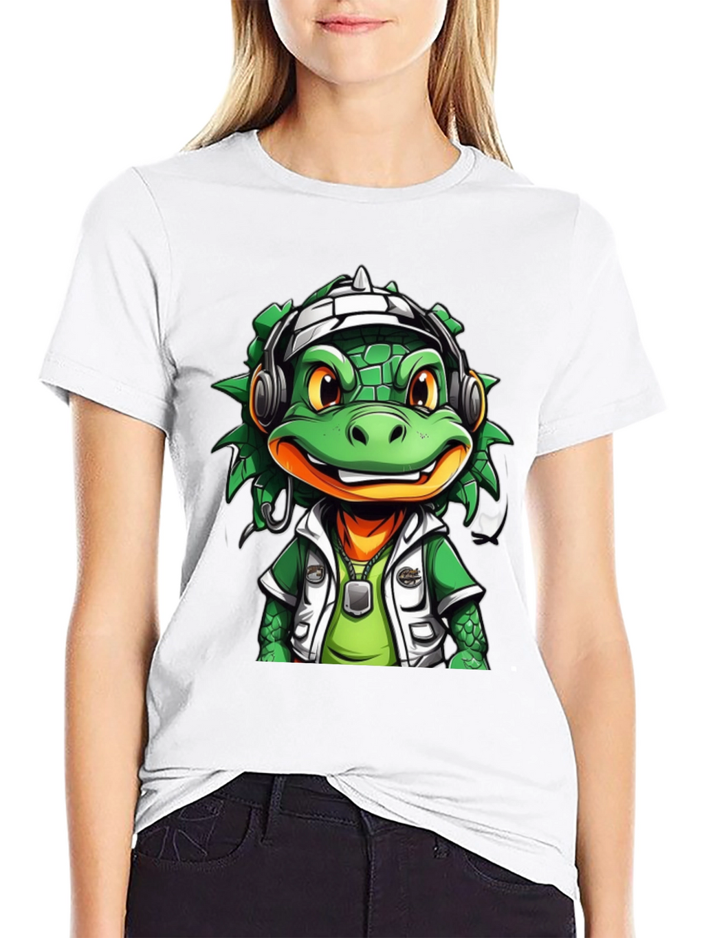 Cool Cartoon Lizard Graphic T-Shirt