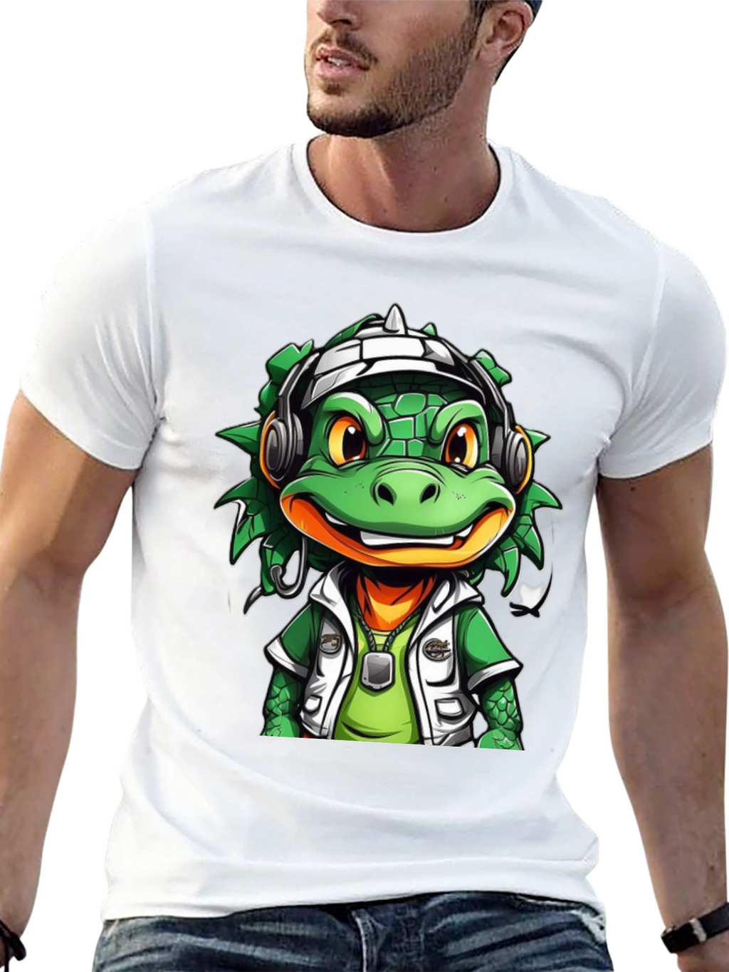Cool Cartoon Lizard Graphic T-Shirt