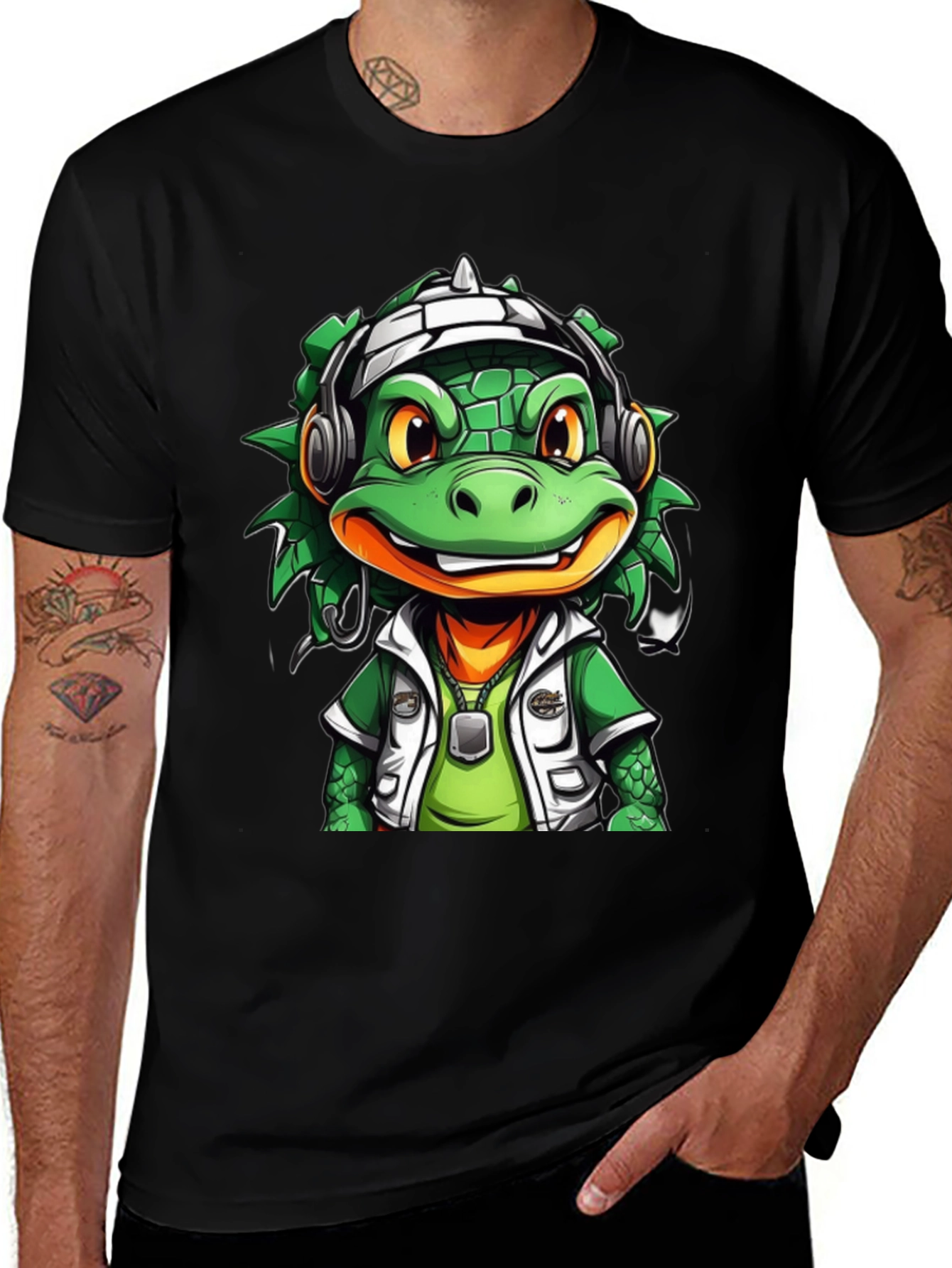 Cool Cartoon Lizard Graphic T-Shirt