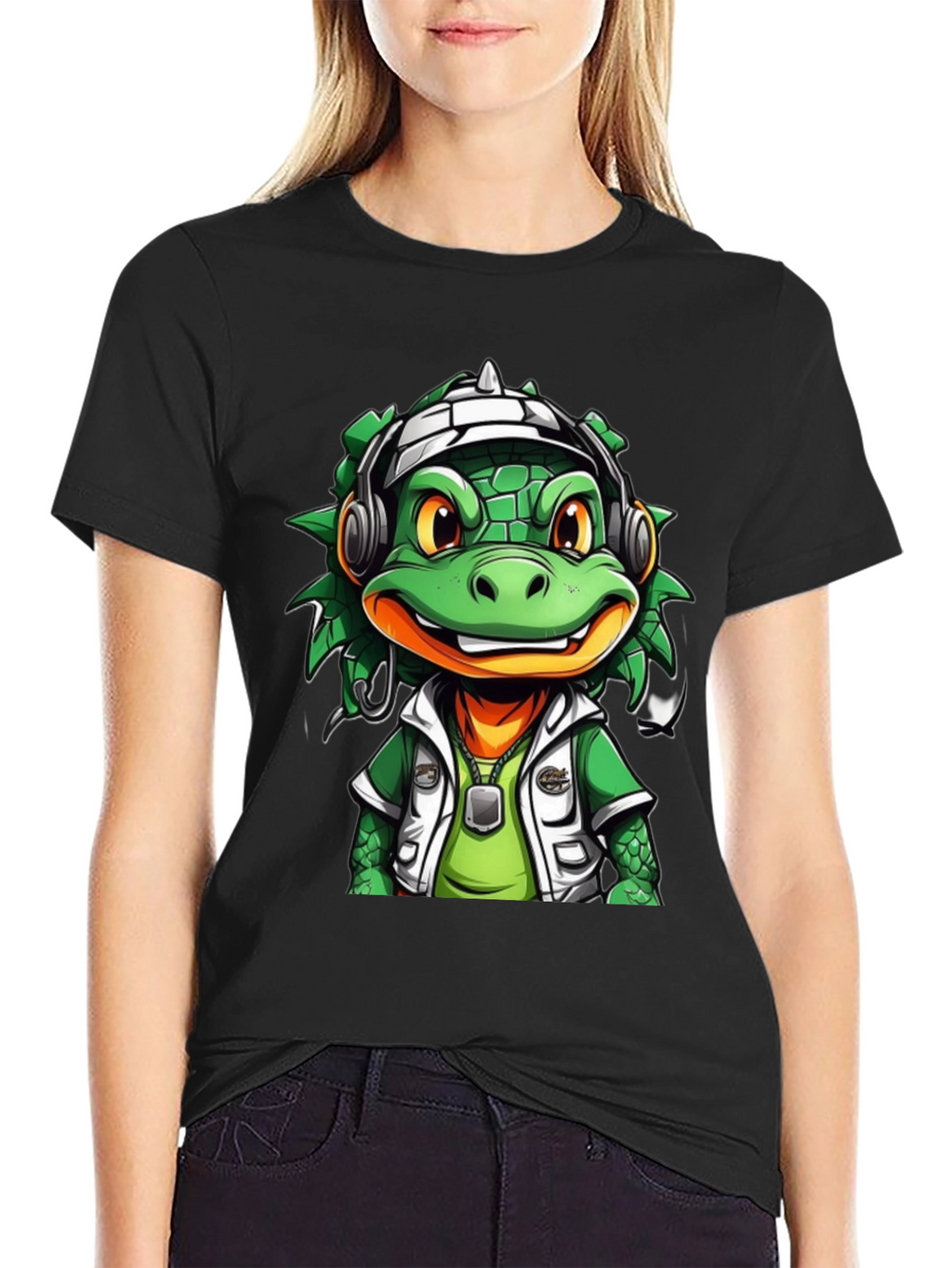 Cool Cartoon Lizard Graphic T-Shirt