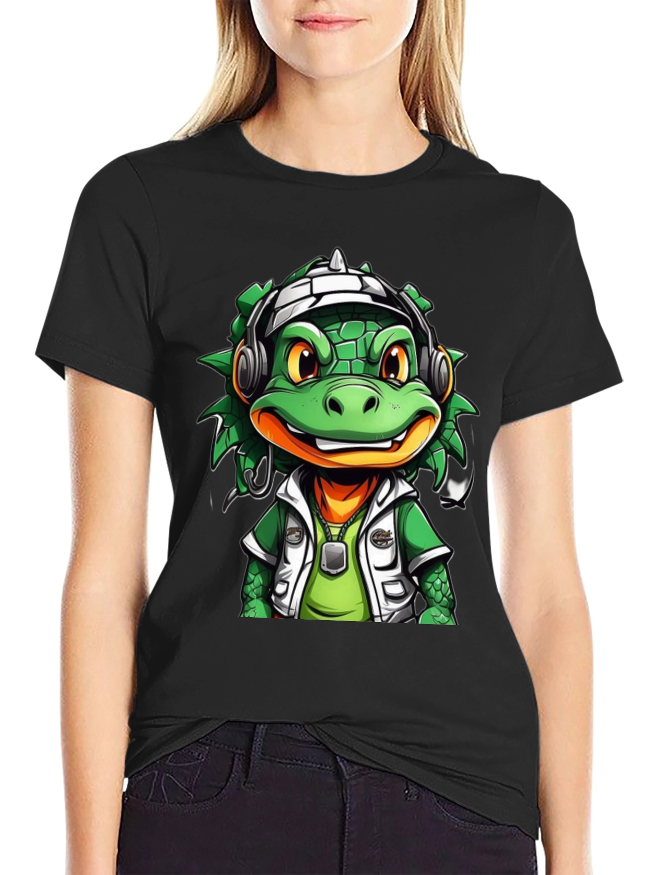 Cool Cartoon Lizard Graphic T-Shirt