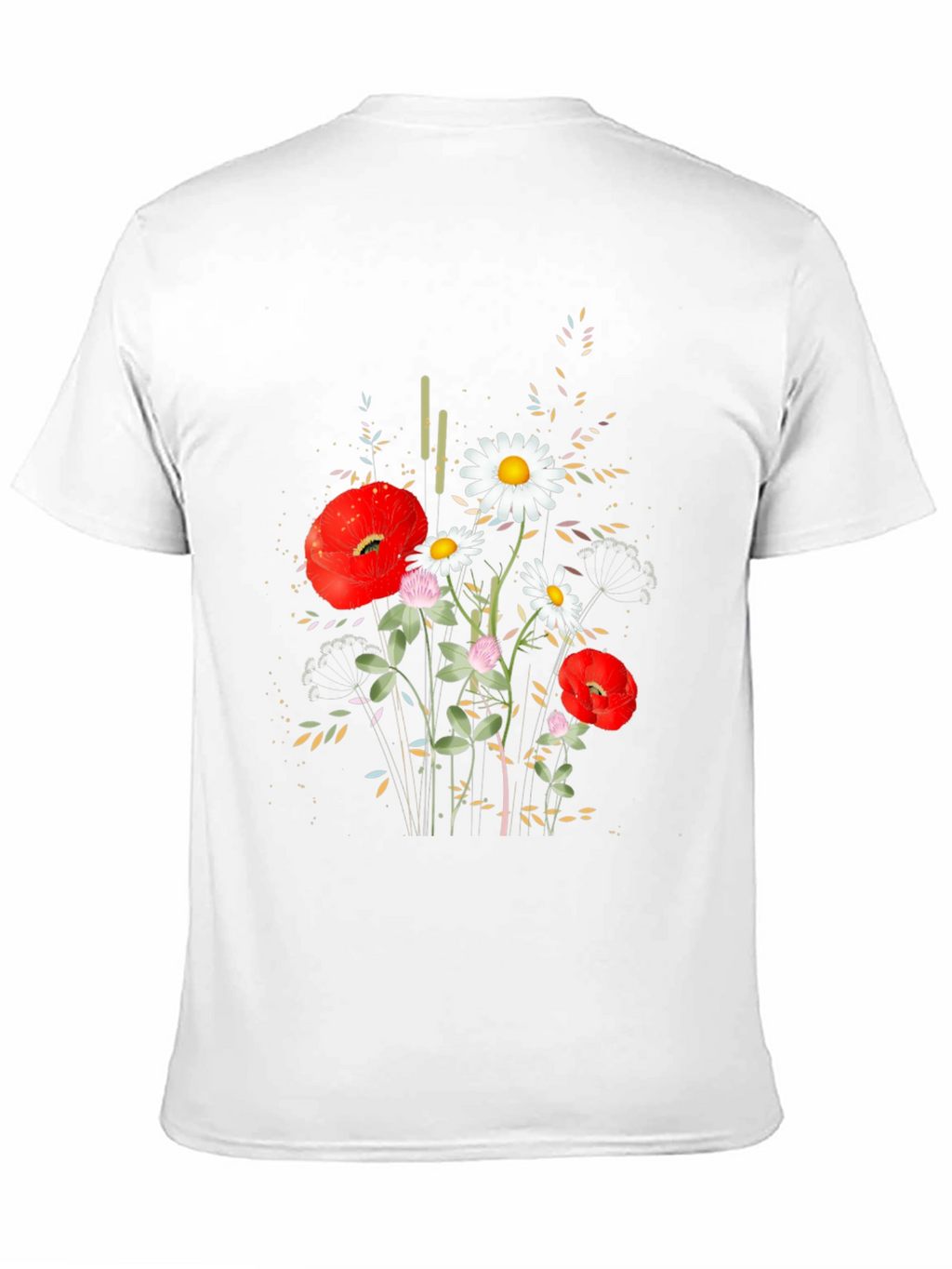 Floral Print Black Cotton T-Shirt