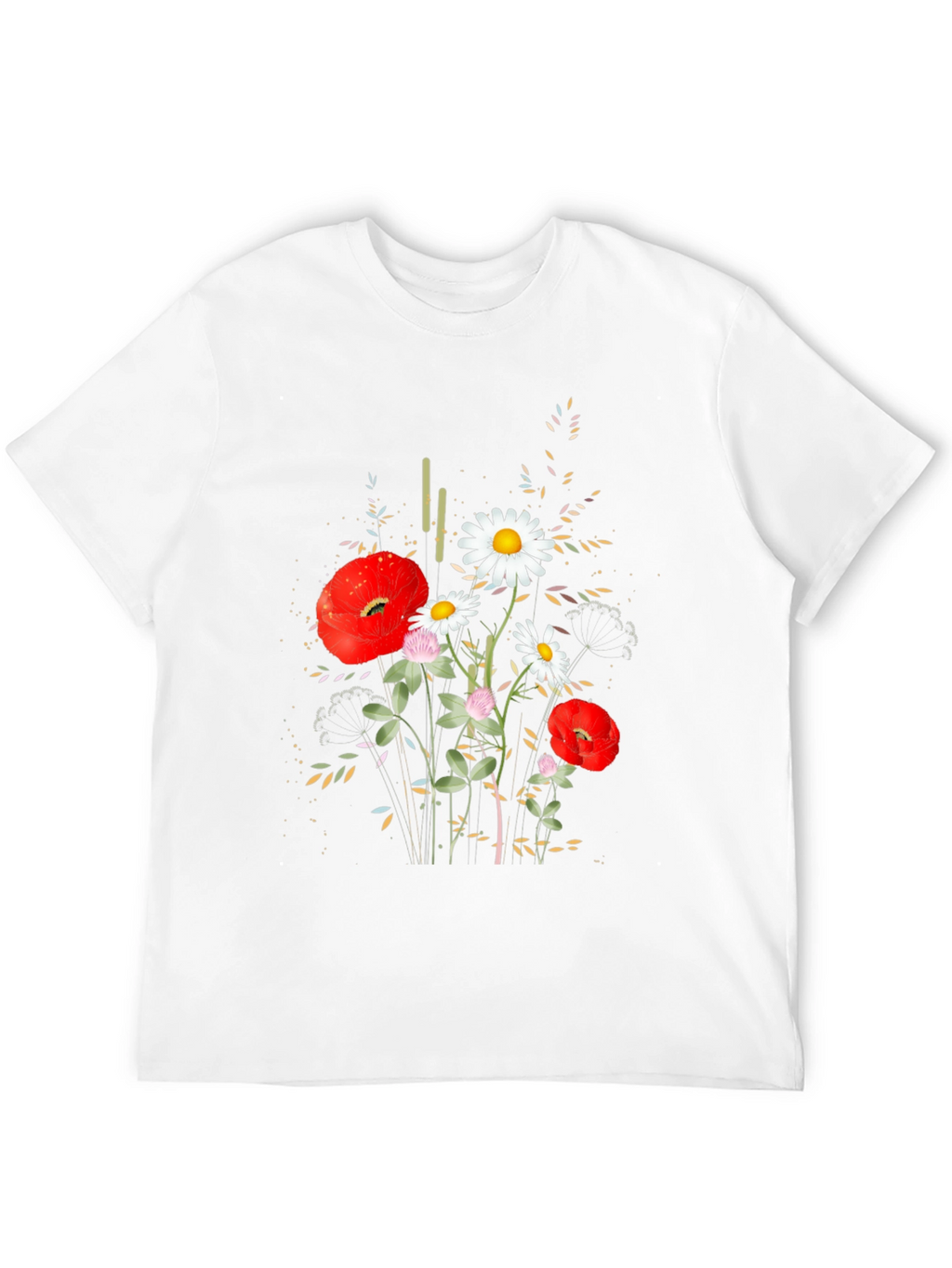 Floral Print Black Cotton T-Shirt