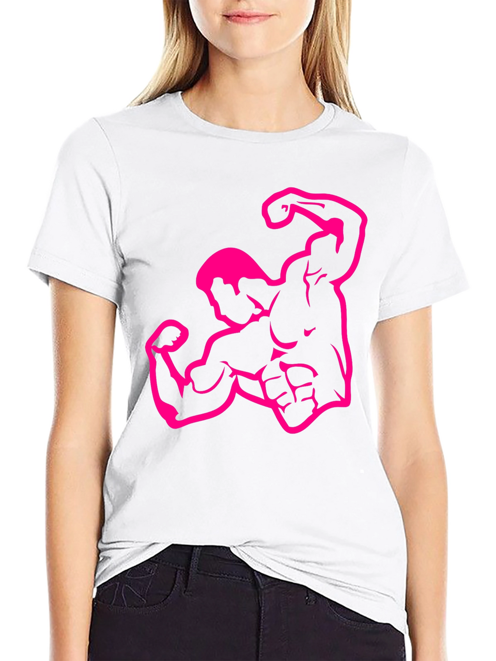 Muscle Man Graphic Tee - Black Crew Neck T-Shirt