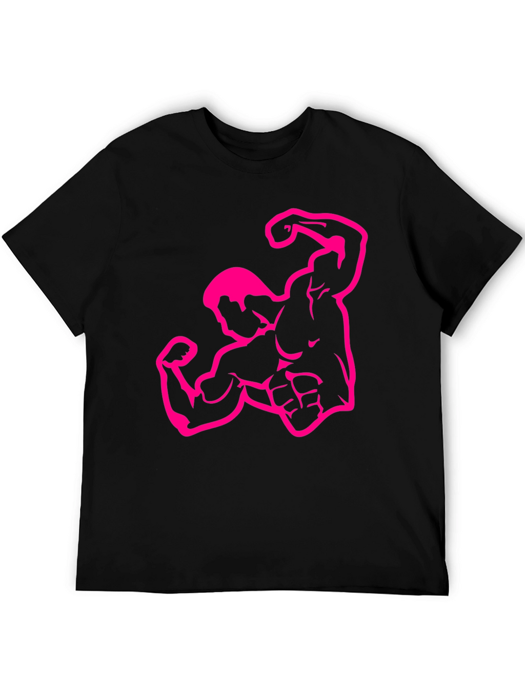 Muscle Man Graphic Tee - Black Crew Neck T-Shirt