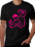 Muscle Man Graphic Tee - Black Crew Neck T-Shirt
