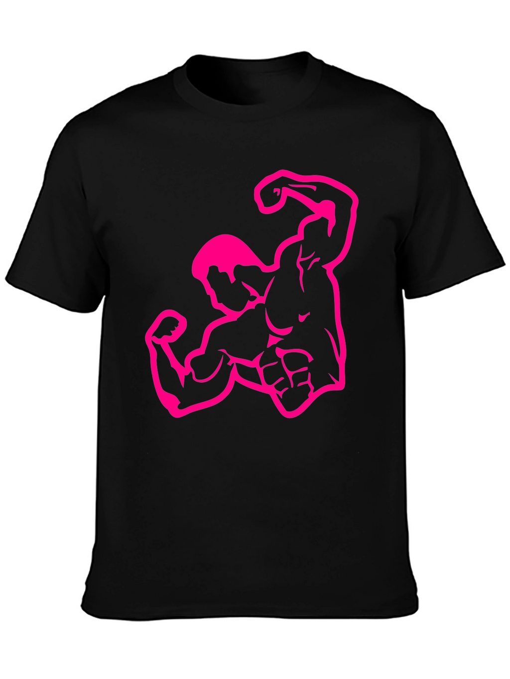 Muscle Man Graphic Tee - Black Crew Neck T-Shirt