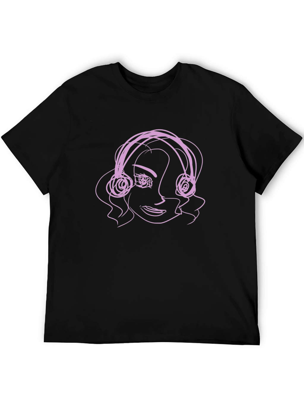 Abstract Line Art Graphic Tee - Black