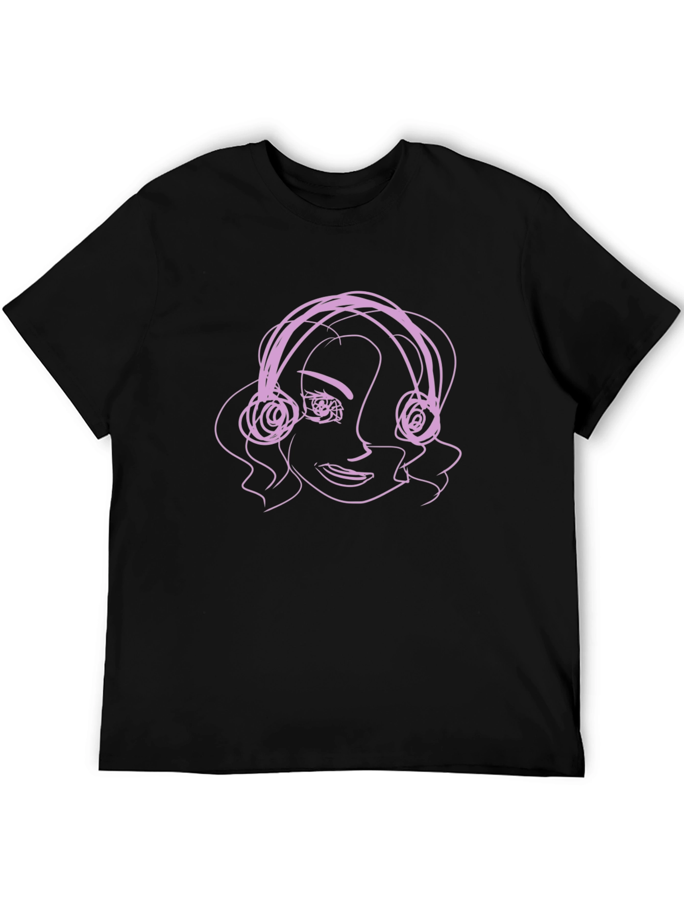 Abstract Line Art Graphic Tee - Black