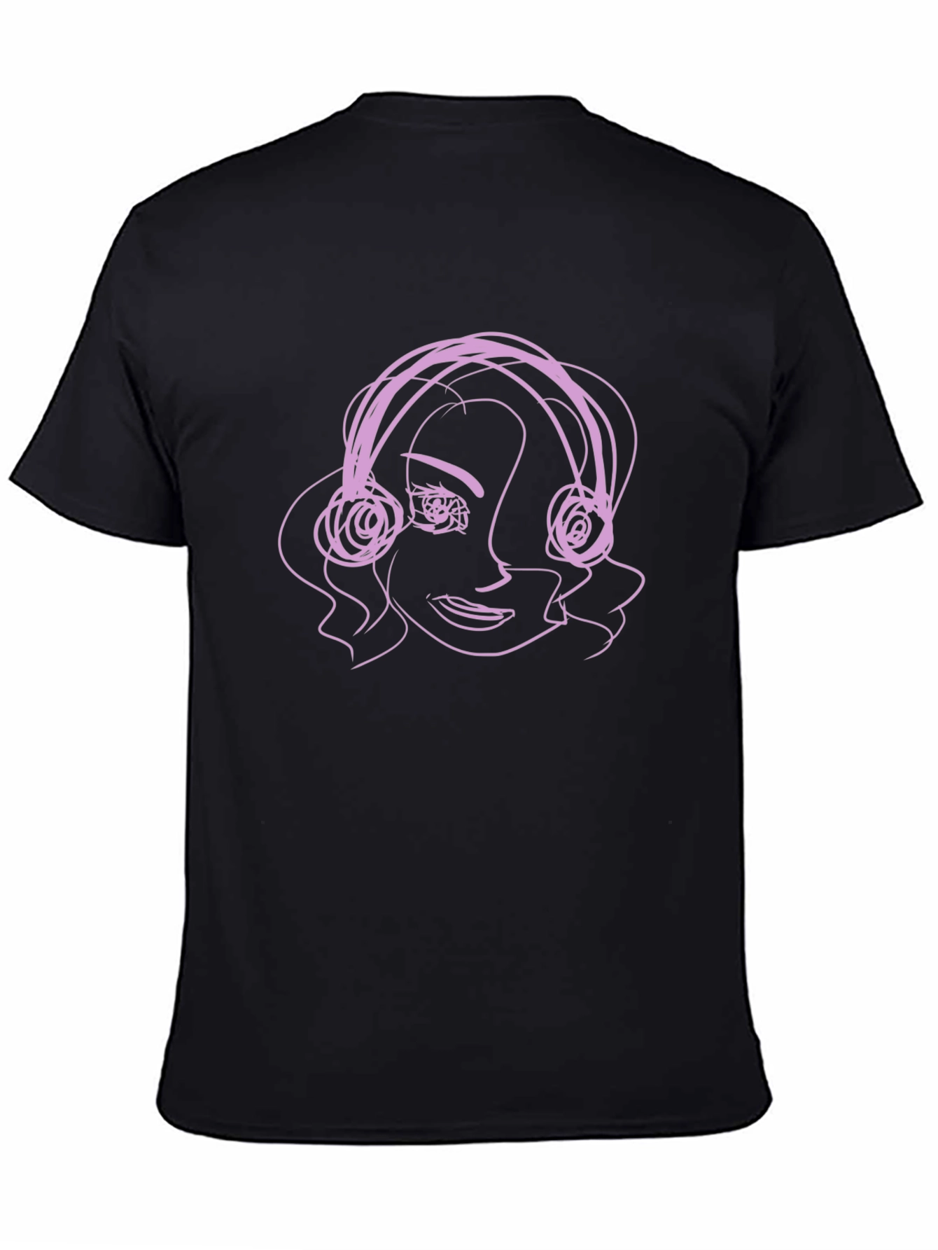 Abstract Line Art Graphic Tee - Black