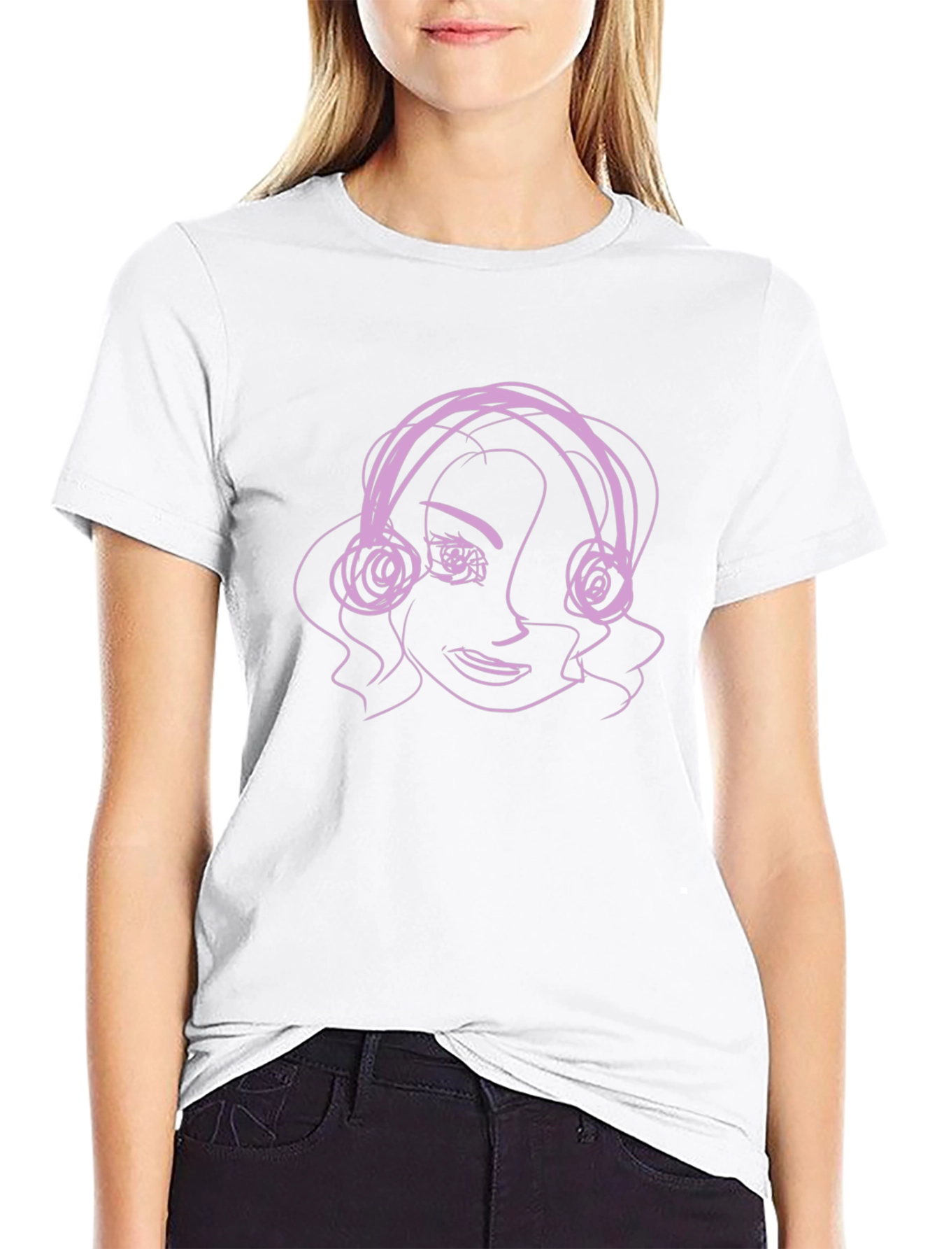 Abstract Line Art Graphic Tee - Black