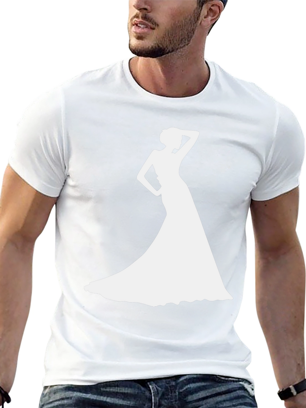 Elegant Woman Silhouette Black T-Shirt